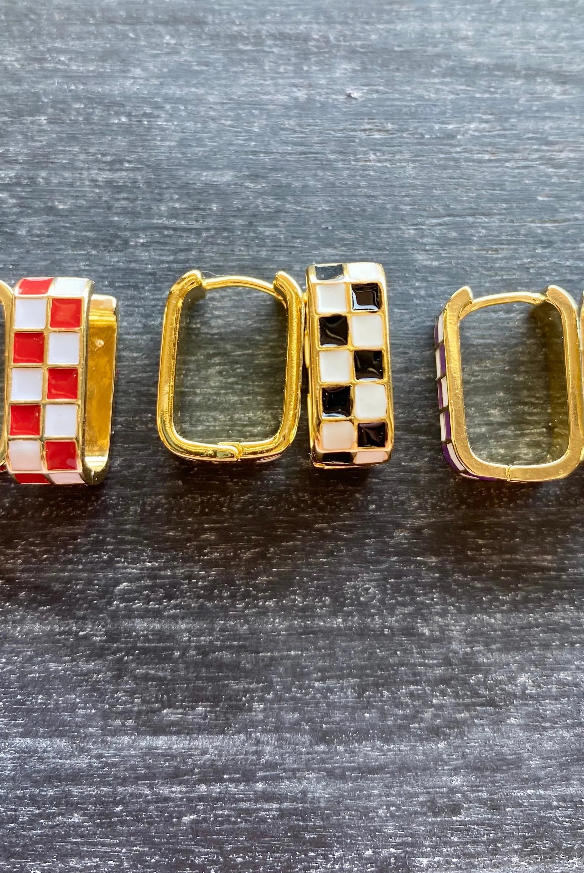 Shop Checkered Oval Hoops- at Ruby Joy Boutique, a Women's Clothing Store in Pickerington, Ohio