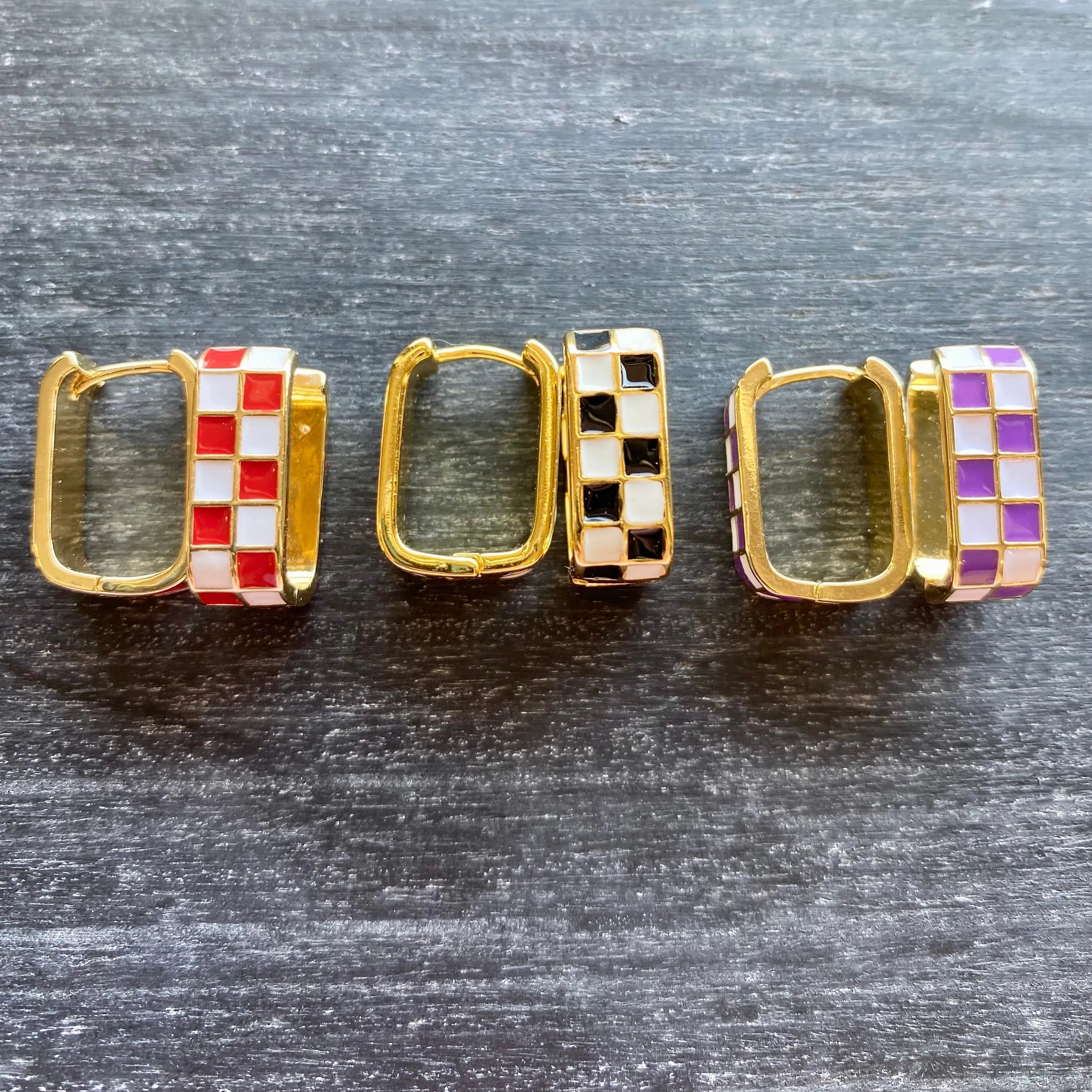 Shop Checkered Oval Hoops- at Ruby Joy Boutique, a Women's Clothing Store in Pickerington, Ohio