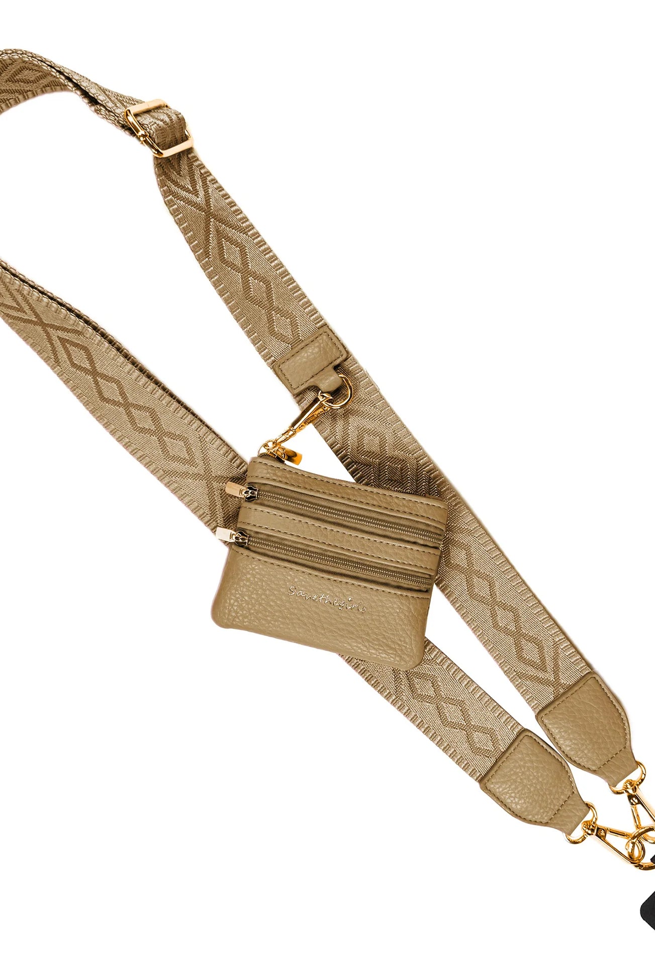 Shop Clip & Go Strap with Zippered Pouch | Save The Girls-Camel at Ruby Joy Boutique, a Women's Clothing Store in Pickerington, Ohio