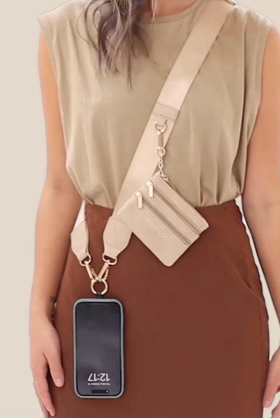 Shop Clip & Go Strap with Zippered Pouch | Save The Girls-Neutral Taupe at Ruby Joy Boutique, a Women's Clothing Store in Pickerington, Ohio
