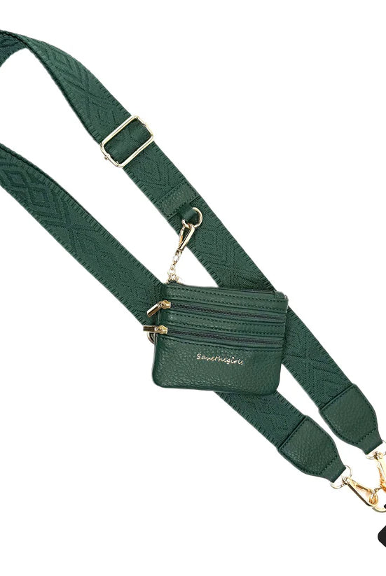 Shop Clip & Go Strap with Zippered Pouch | Save The Girls-Hunter Green at Ruby Joy Boutique, a Women's Clothing Store in Pickerington, Ohio