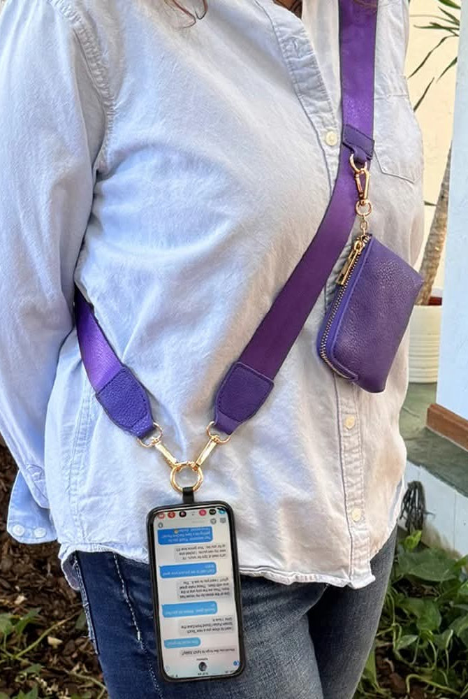 Shop Clip & Go Strap with Zippered Pouch | Save The Girls-Purple at Ruby Joy Boutique, a Women's Clothing Store in Pickerington, Ohio
