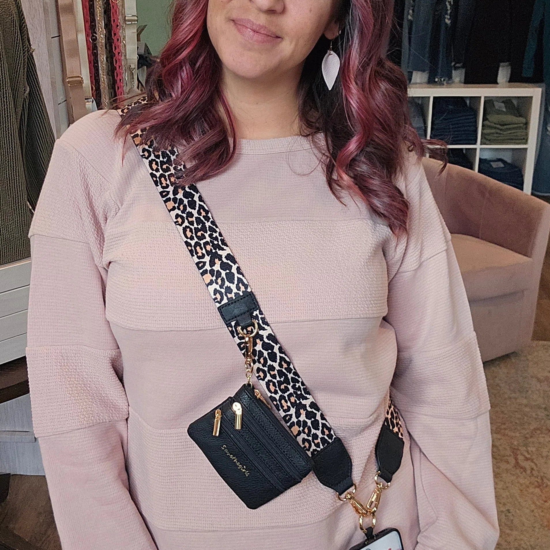 Shop Clip & Go Strap with Zippered Pouch | Save The Girls-Cell Phone Strap at Ruby Joy Boutique, a Women's Clothing Store in Pickerington, Ohio