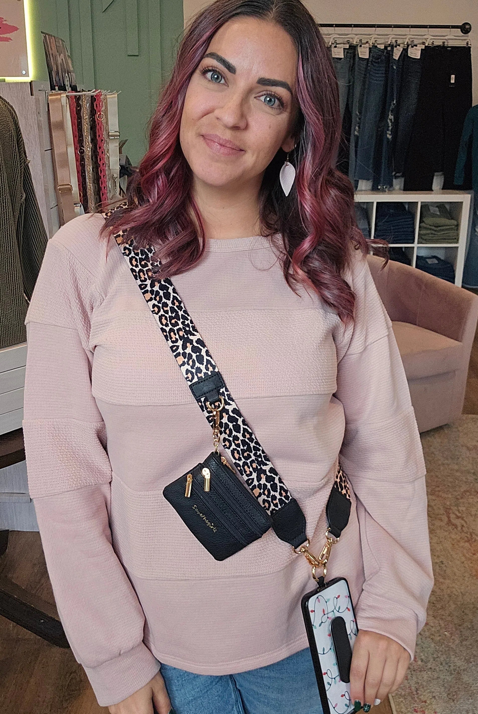 Shop Clip & Go Strap with Zippered Pouch | Save The Girls-Cell Phone Strap at Ruby Joy Boutique, a Women's Clothing Store in Pickerington, Ohio