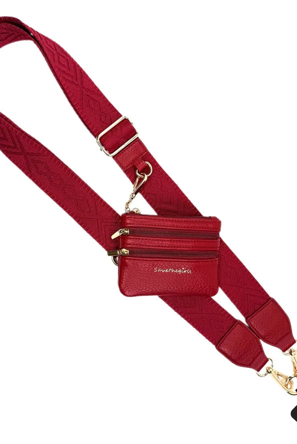 Shop Clip & Go Strap with Zippered Pouch | Save The Girls-Burgundy at Ruby Joy Boutique, a Women's Clothing Store in Pickerington, Ohio