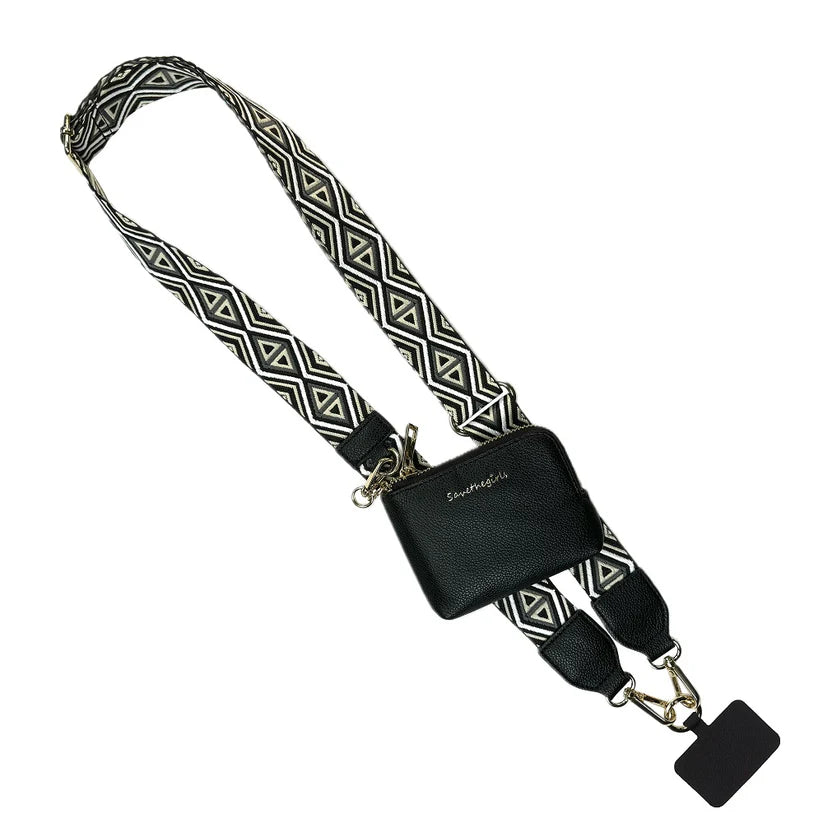 Shop Clip & Go Strap with Zippered Pouch | Save The Girls-Diamond Pattern Black at Ruby Joy Boutique, a Women's Clothing Store in Pickerington, Ohio