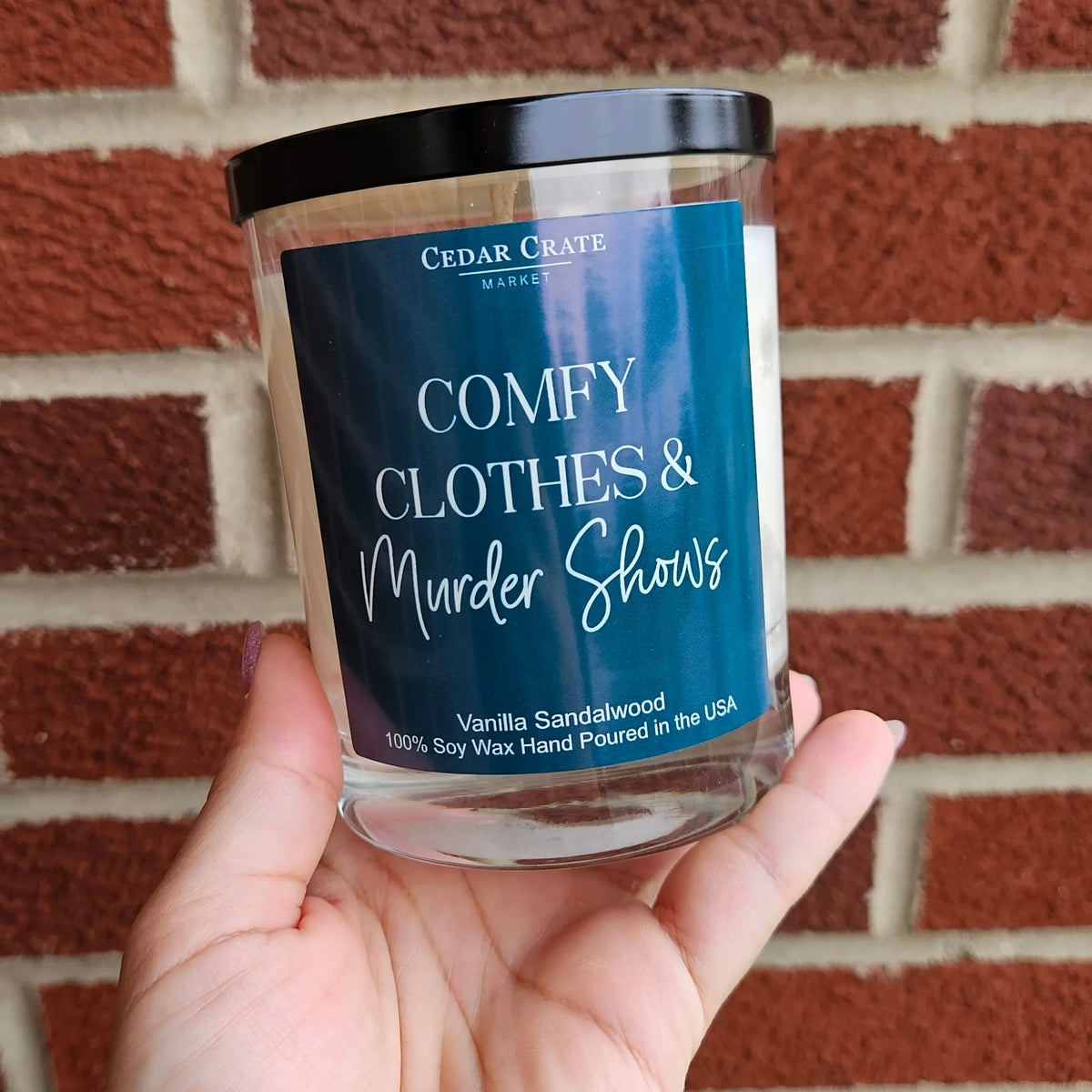 Shop Comfy Clothes & Murder Shows | Vanilla Sandalwood Soy Candle- at Ruby Joy Boutique, a Women's Clothing Store in Pickerington, Ohio