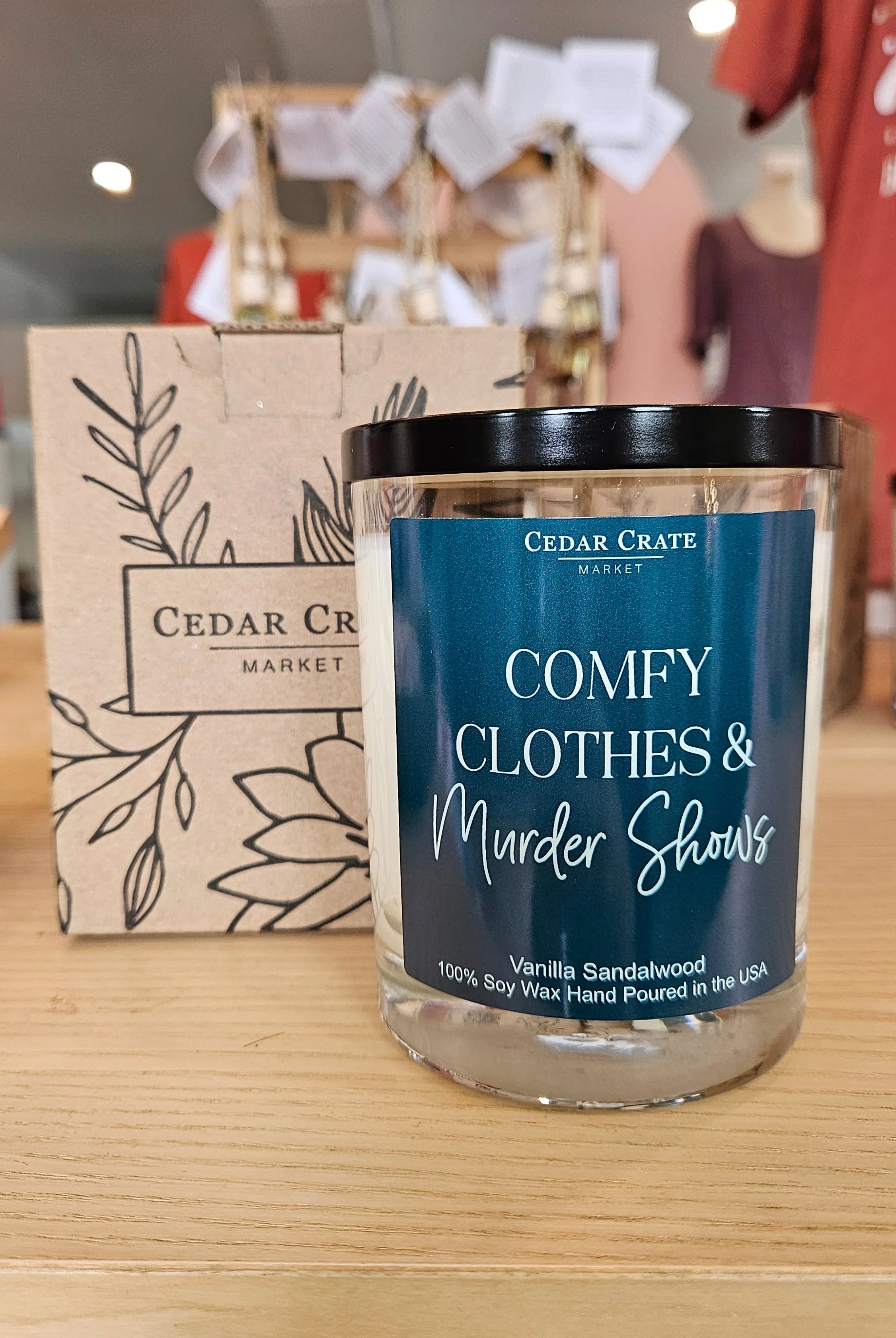 Shop Comfy Clothes & Murder Shows | Vanilla Sandalwood Soy Candle- at Ruby Joy Boutique, a Women's Clothing Store in Pickerington, Ohio