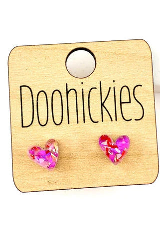 Shop Confetti Glitter Heart Earrings-Pink at Ruby Joy Boutique, a Women's Clothing Store in Pickerington, Ohio