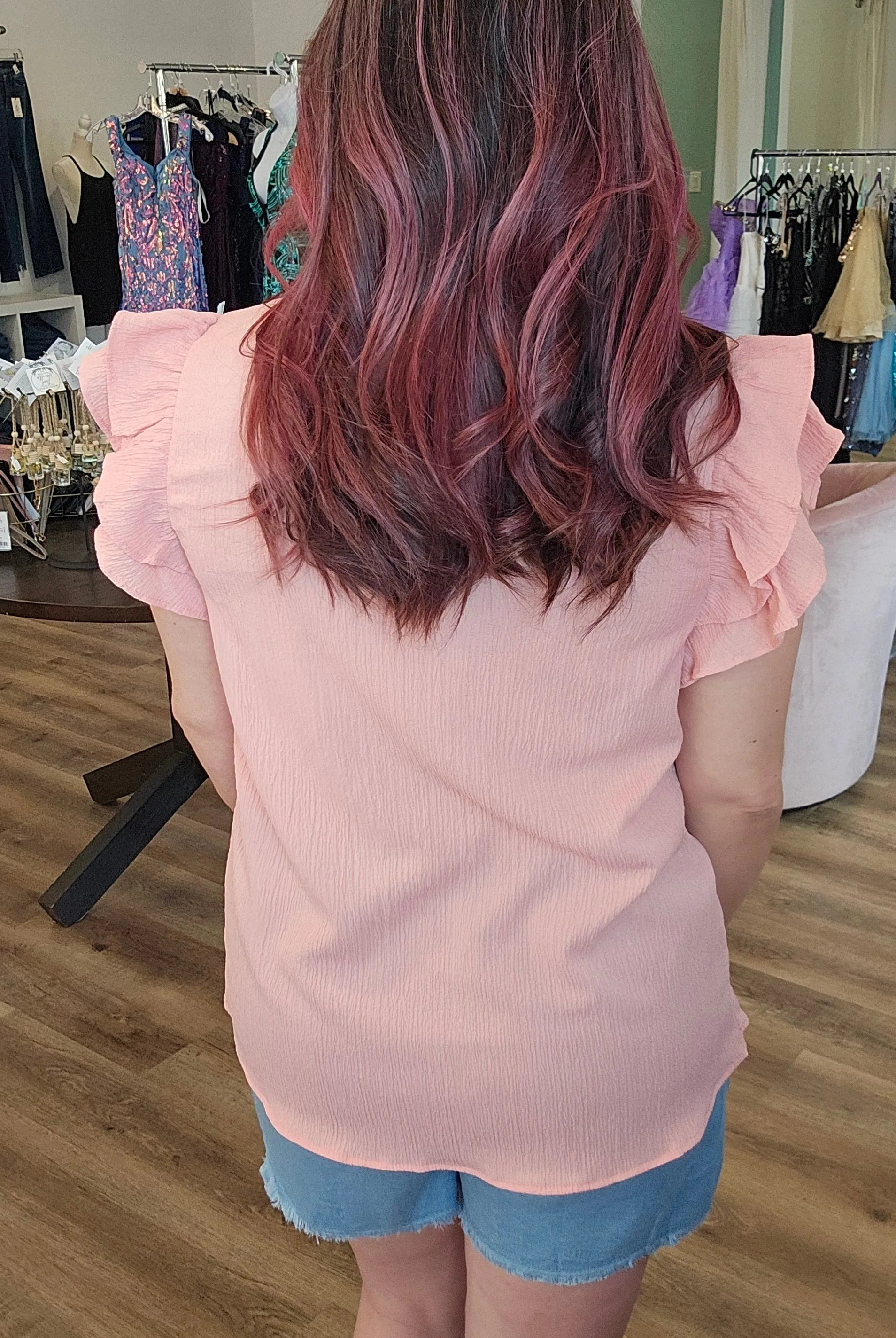 Shop Coral Slit Neck Top- at Ruby Joy Boutique, a Women's Clothing Store in Pickerington, Ohio