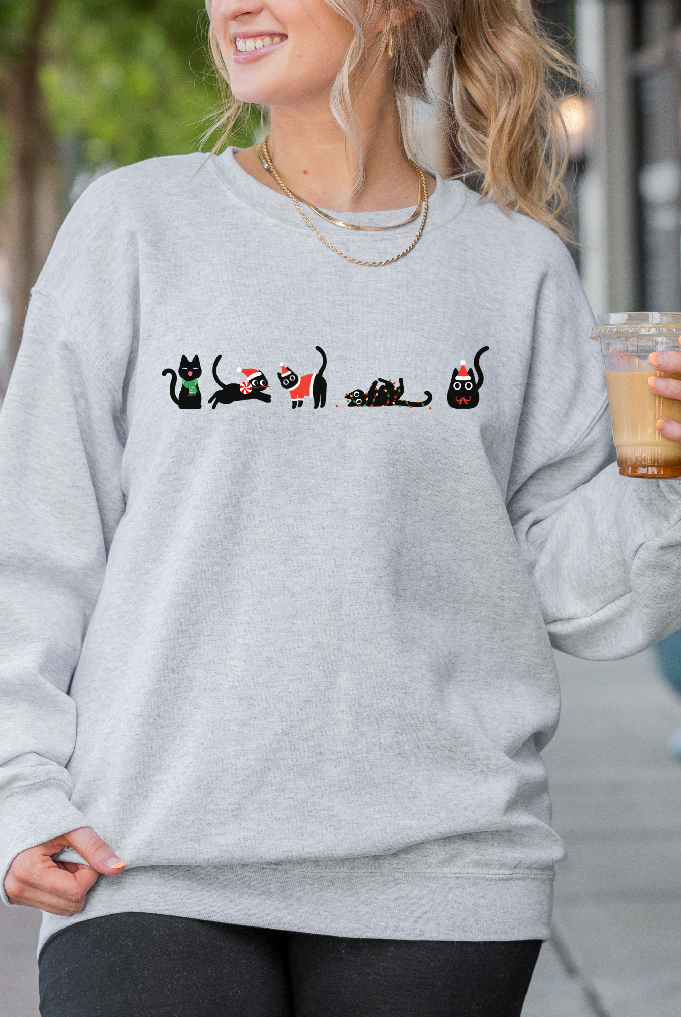 Shop Crazy Christmas Kitties Graphic Top- at Ruby Joy Boutique, a Women's Clothing Store in Pickerington, Ohio