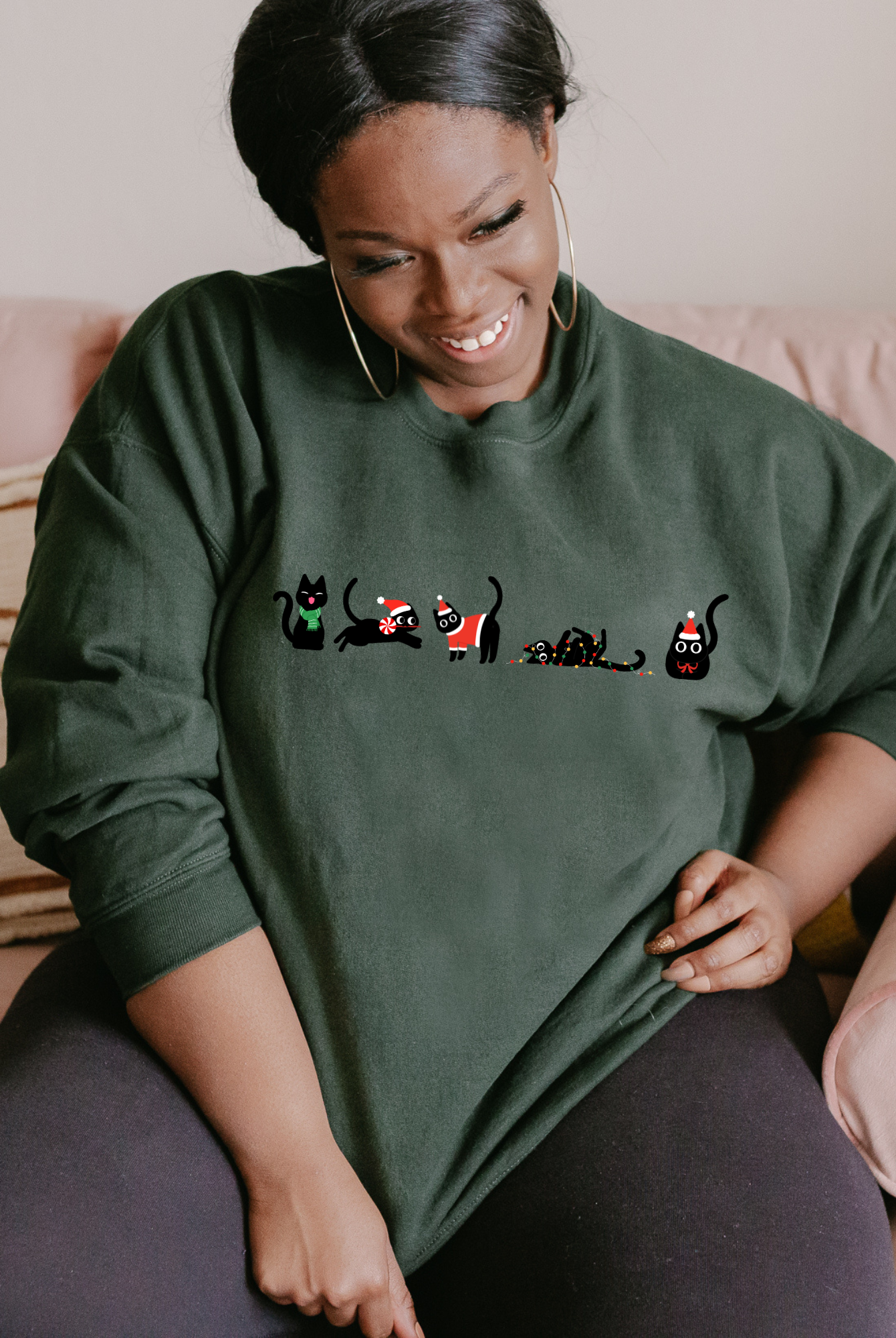 Shop Crazy Christmas Kitties Graphic Top- at Ruby Joy Boutique, a Women's Clothing Store in Pickerington, Ohio