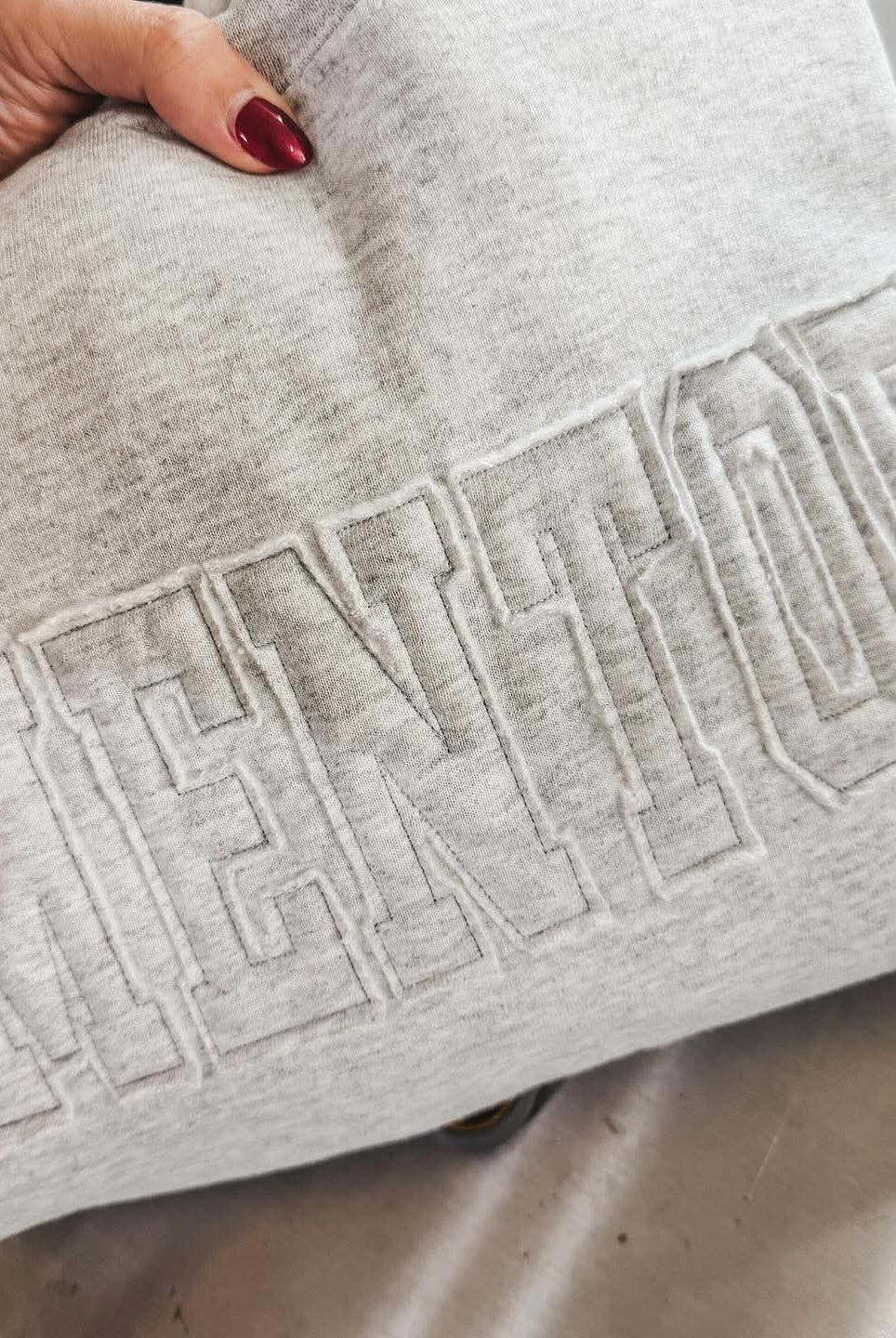 Shop Custom Applique Sweatshirt- at Ruby Joy Boutique, a Women's Clothing Store in Pickerington, Ohio