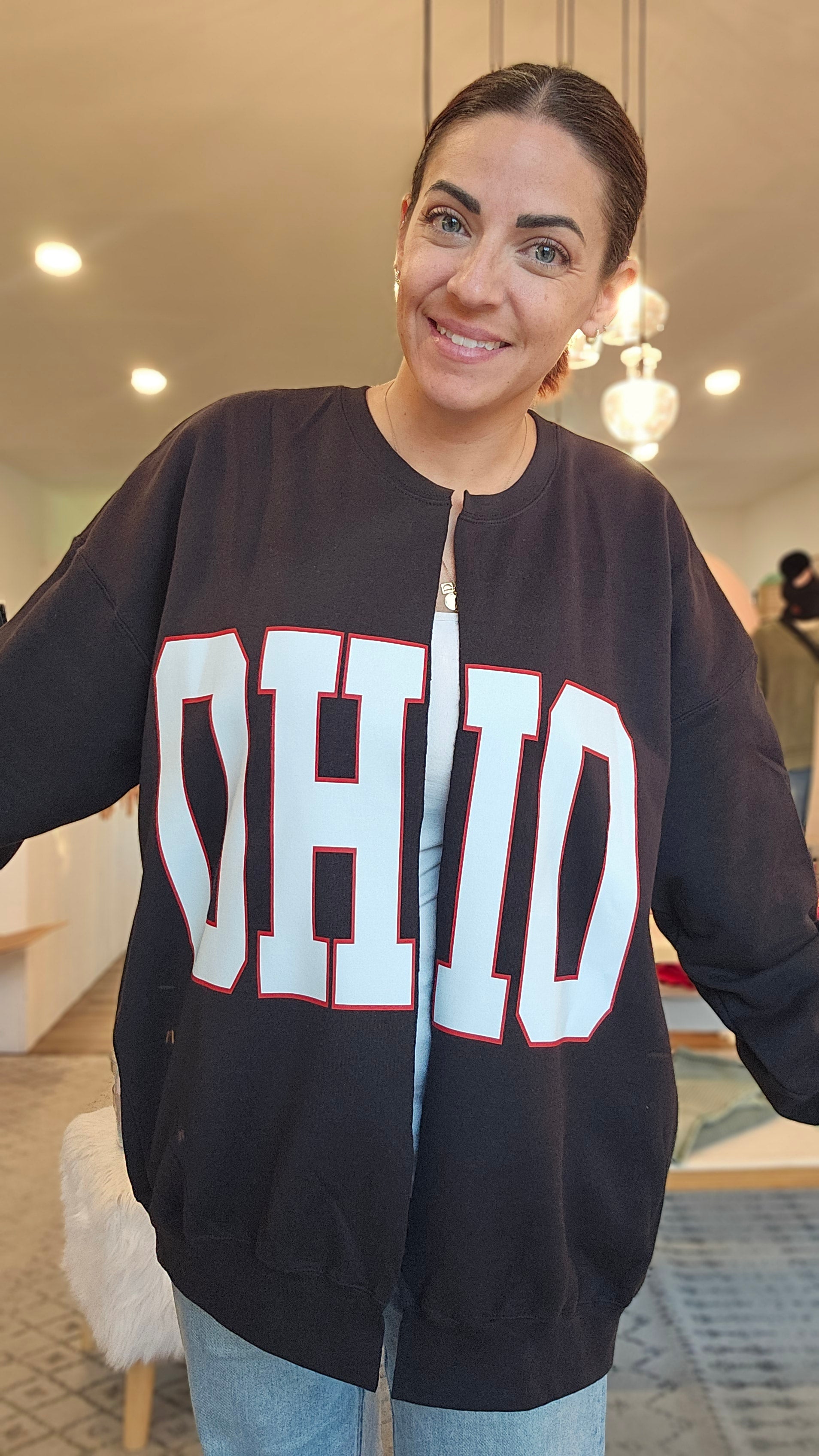 Shop Custom Cut Sweatshirt Cardigans- at Ruby Joy Boutique, a Women's Clothing Store in Pickerington, Ohio