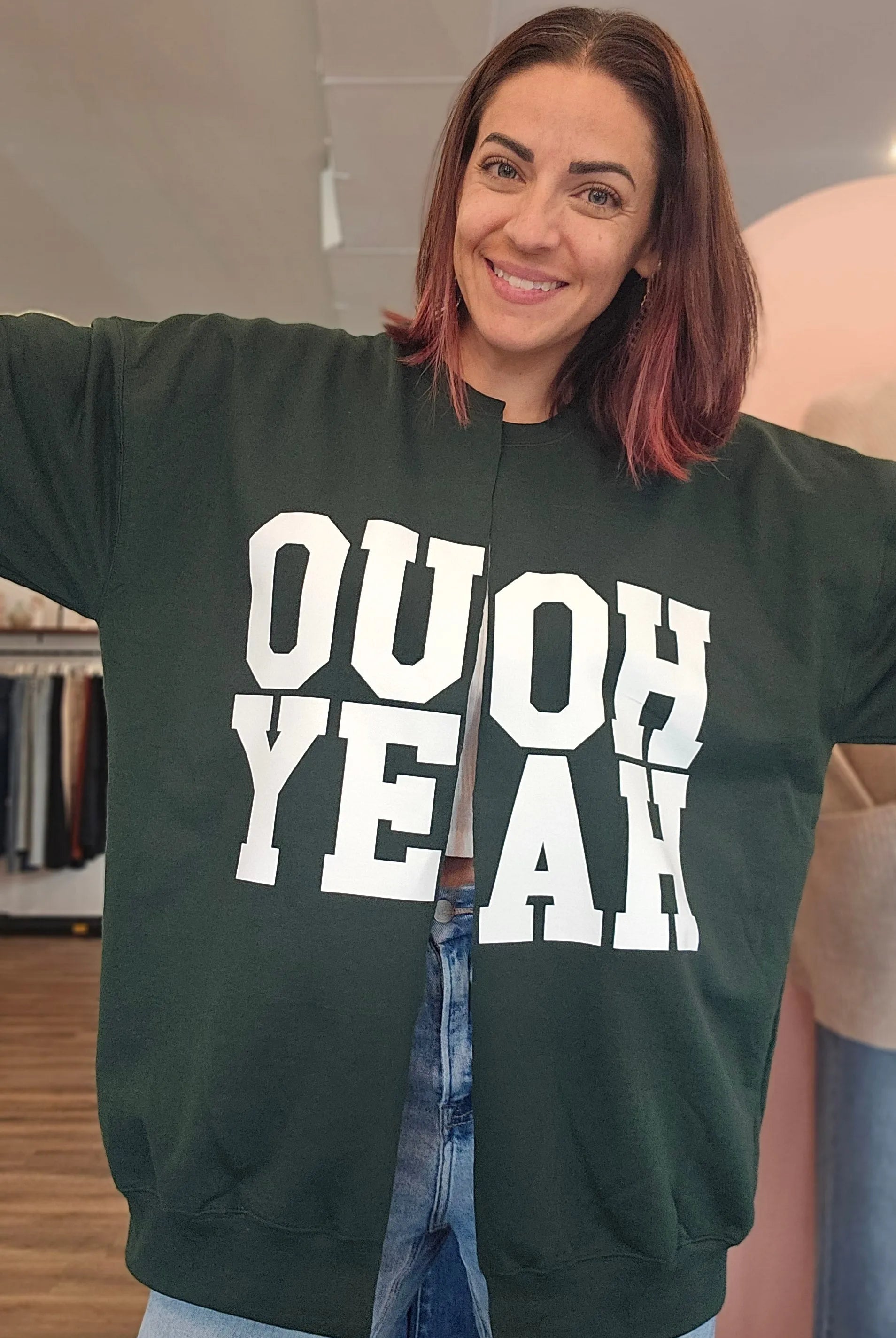 Shop Custom Cut Sweatshirt Cardigans- at Ruby Joy Boutique, a Women's Clothing Store in Pickerington, Ohio