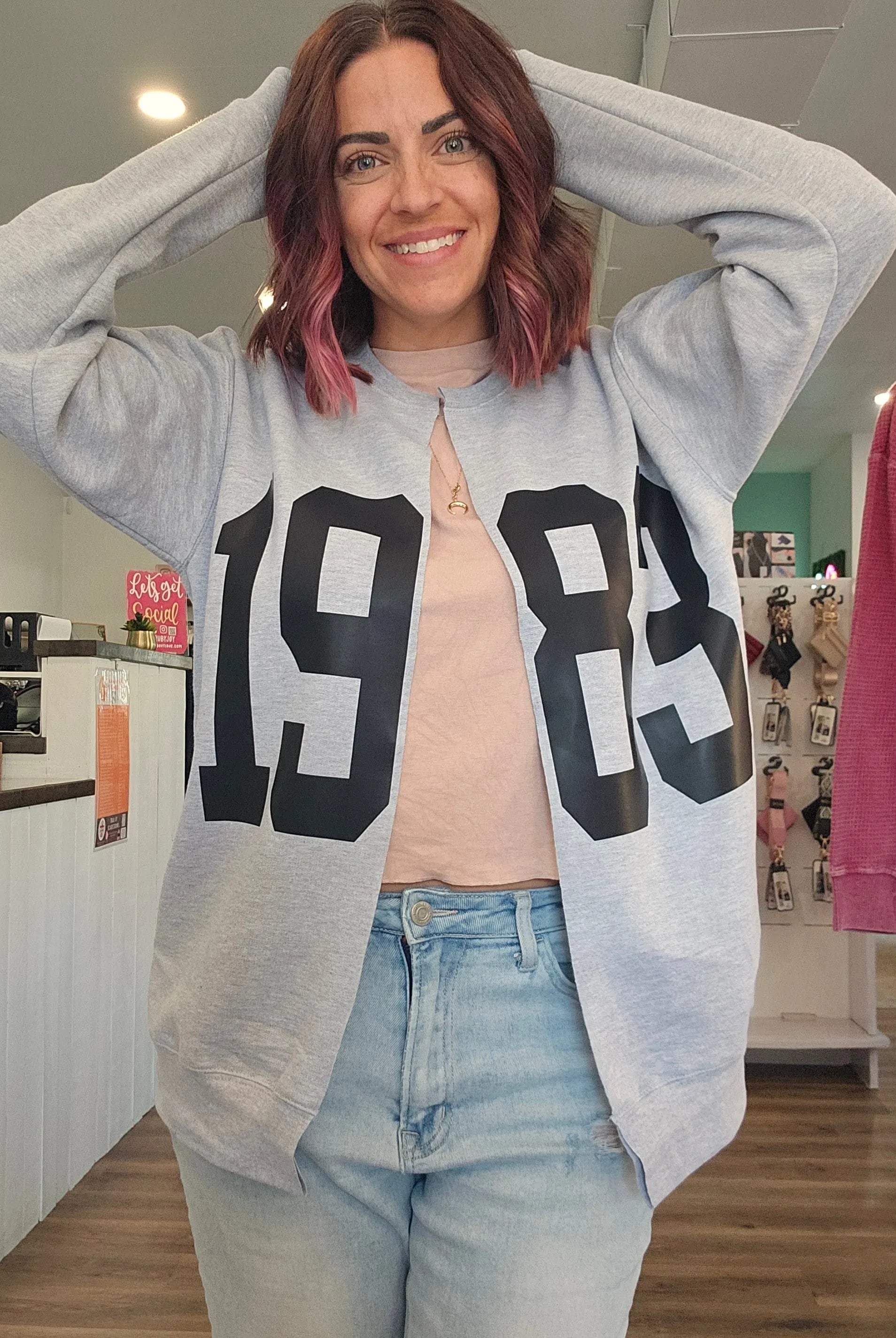 Shop Custom Cut Sweatshirt Cardigans- at Ruby Joy Boutique, a Women's Clothing Store in Pickerington, Ohio