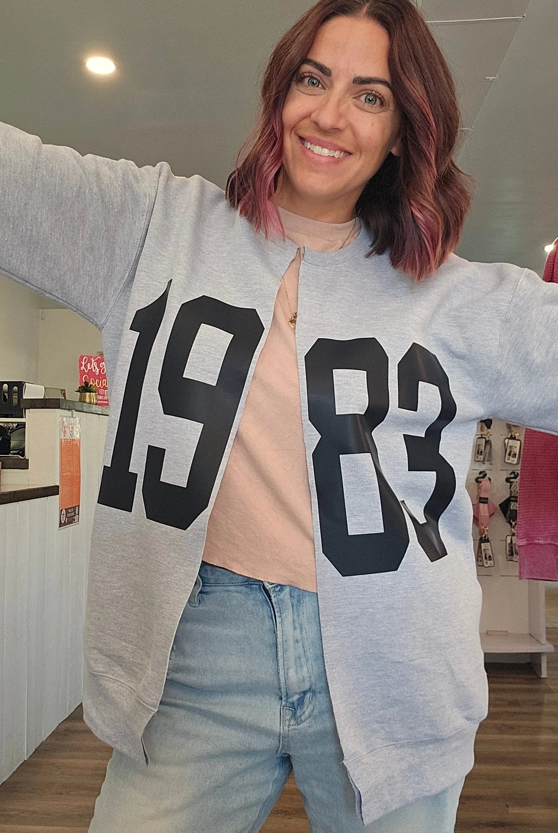 Shop Custom Cut Sweatshirt Cardigans- at Ruby Joy Boutique, a Women's Clothing Store in Pickerington, Ohio