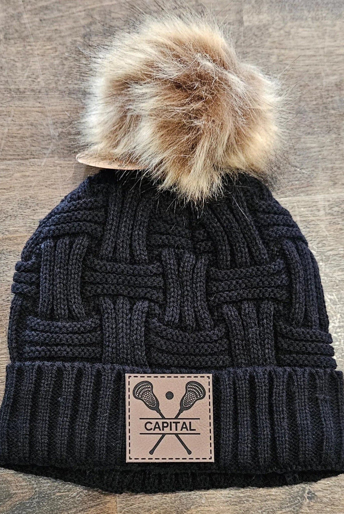 Shop Custom Lacrosse Patch Beanie- at Ruby Joy Boutique, a Women's Clothing Store in Pickerington, Ohio