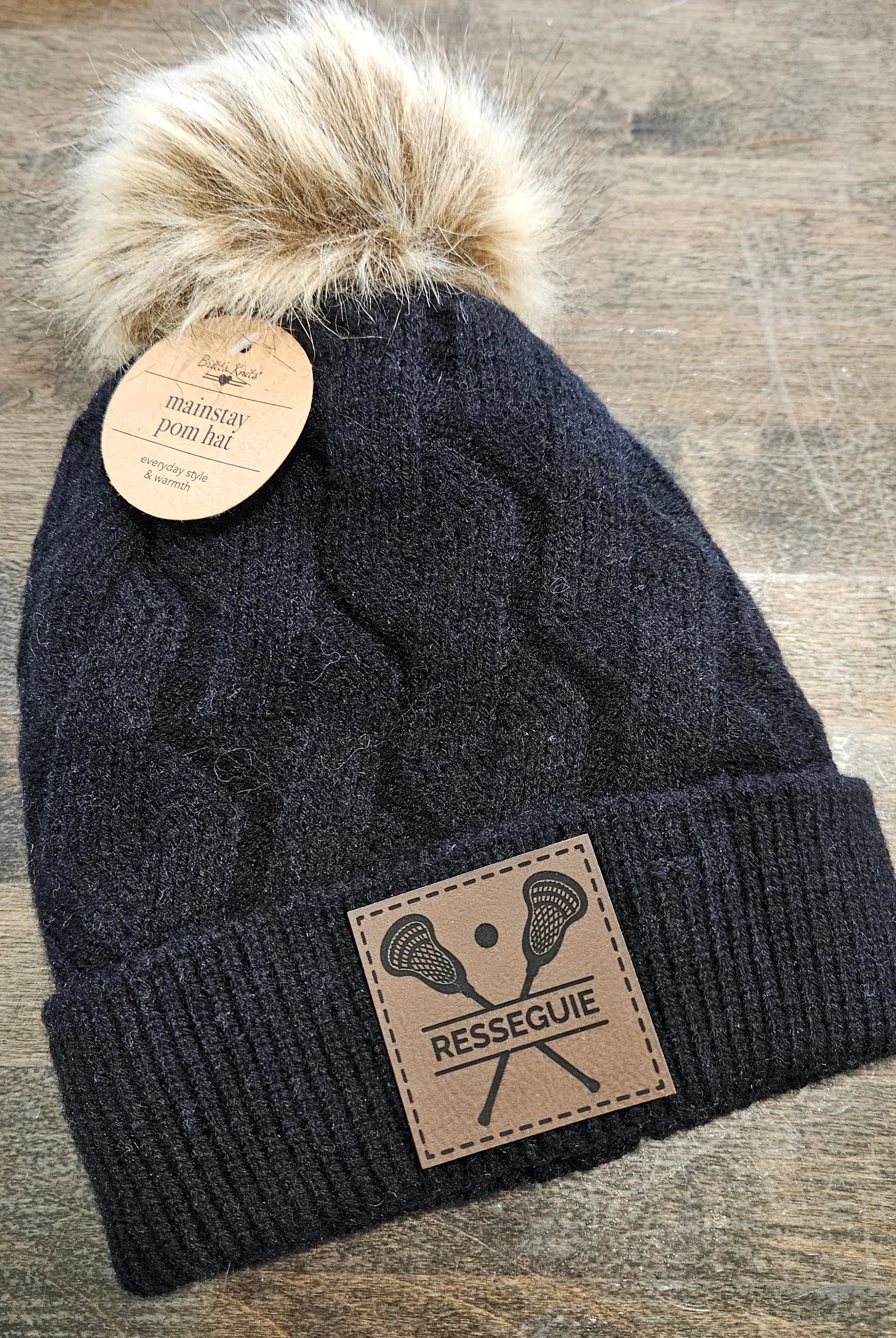 Shop Custom Lacrosse Patch Beanie- at Ruby Joy Boutique, a Women's Clothing Store in Pickerington, Ohio