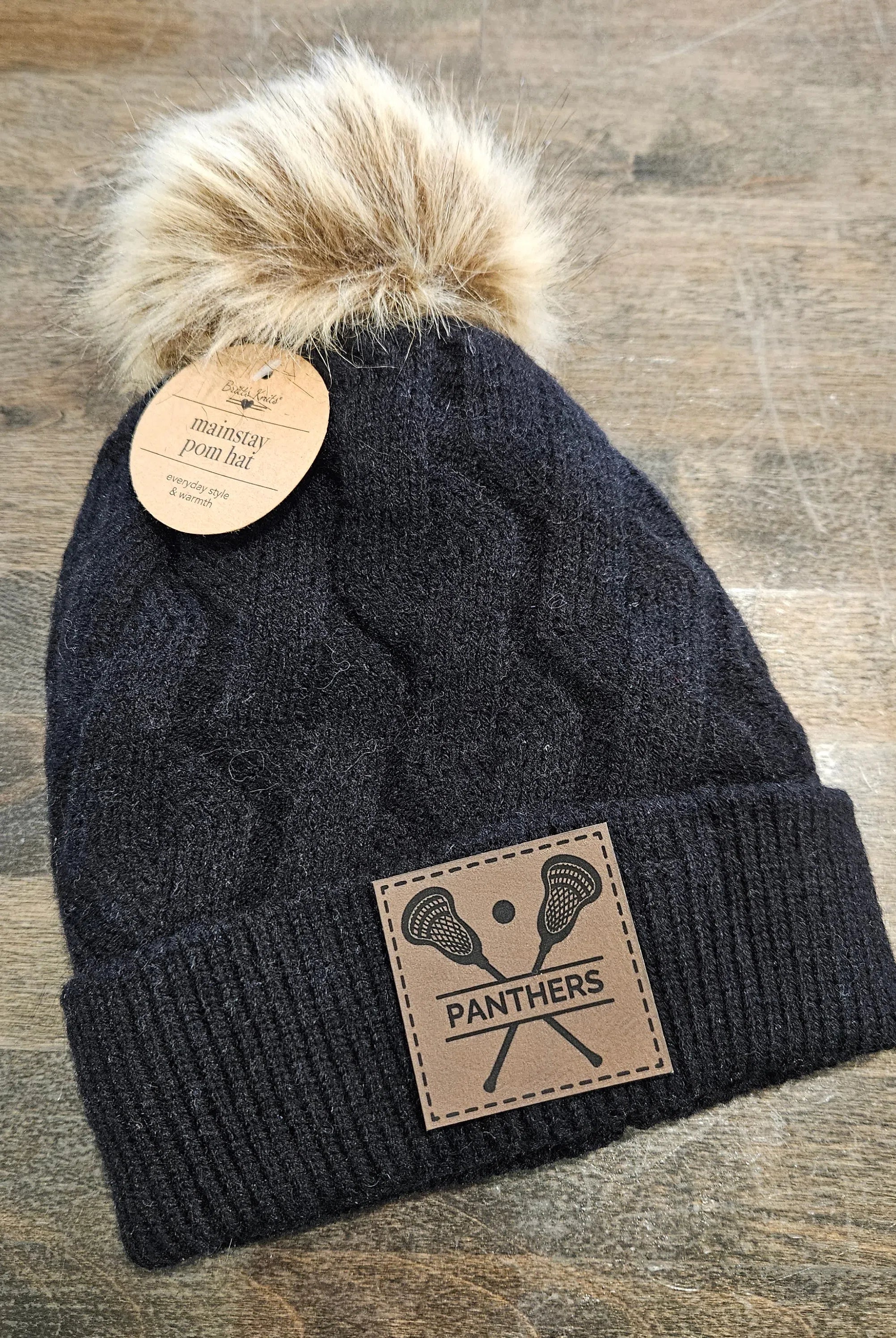 Shop Custom Lacrosse Patch Beanie- at Ruby Joy Boutique, a Women's Clothing Store in Pickerington, Ohio