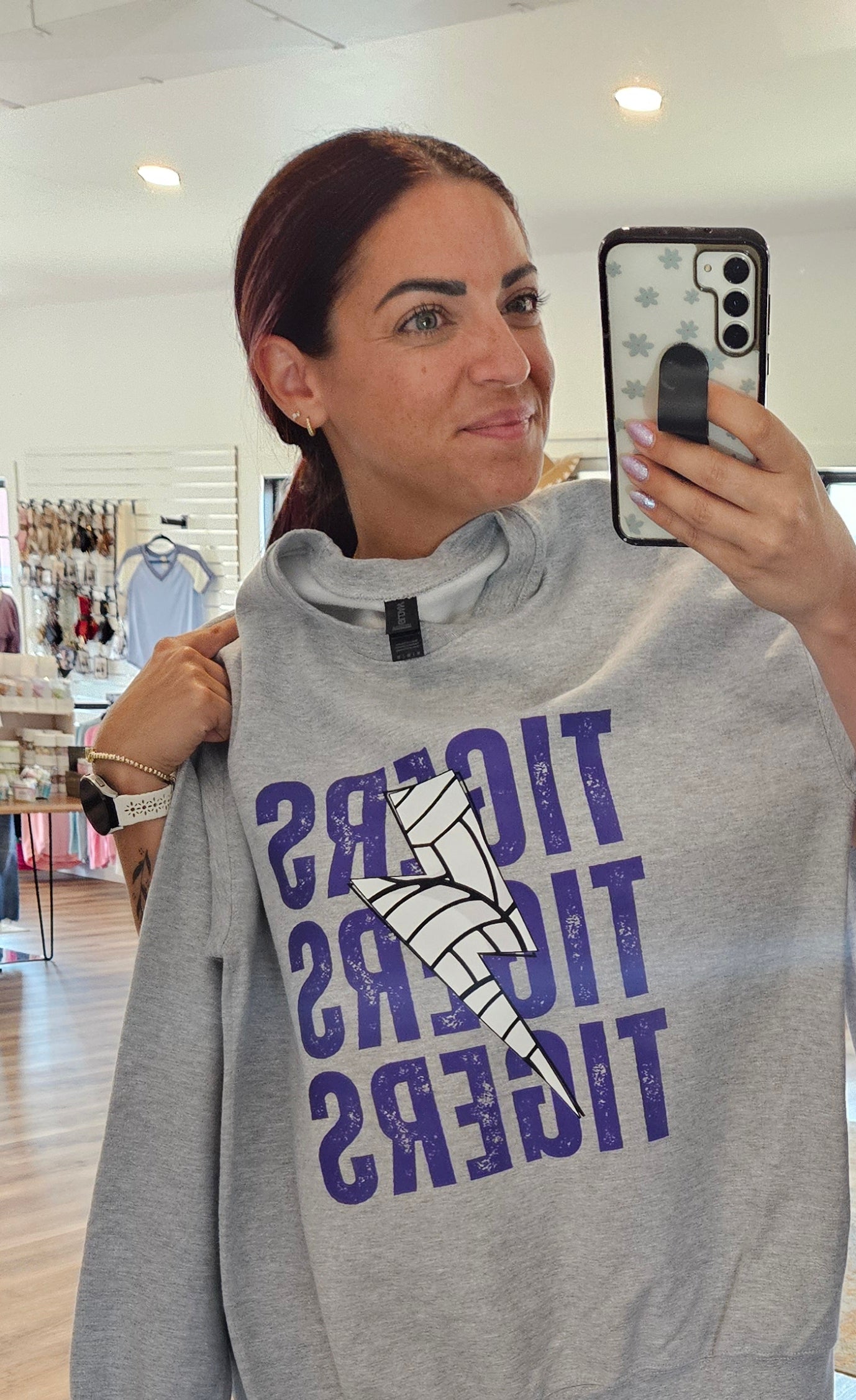 Shop Custom Sports Lightning Tee-Small at Ruby Joy Boutique, a Women's Clothing Store in Pickerington, Ohio