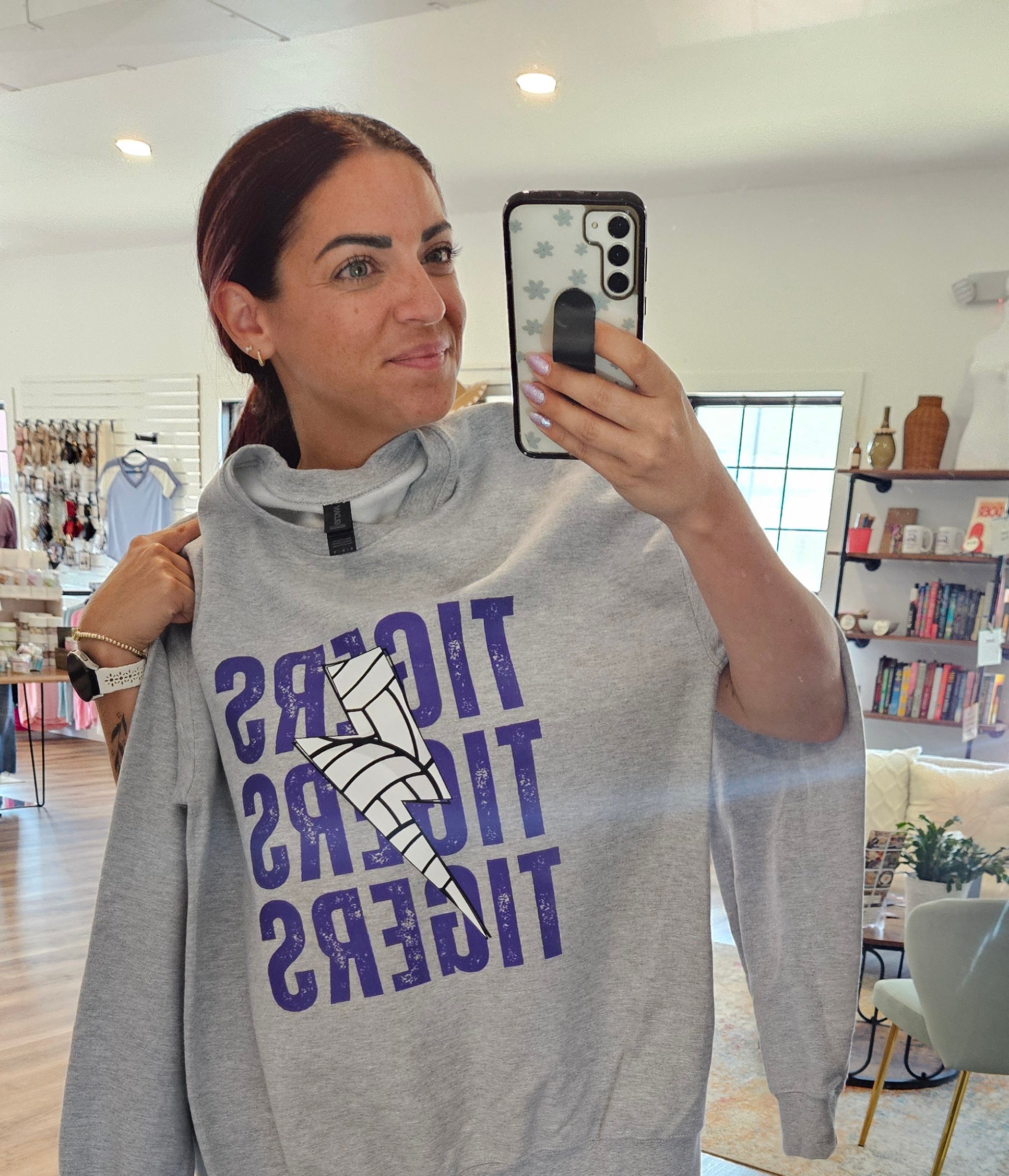 Shop Custom Sports Lightning Tee-Small at Ruby Joy Boutique, a Women's Clothing Store in Pickerington, Ohio