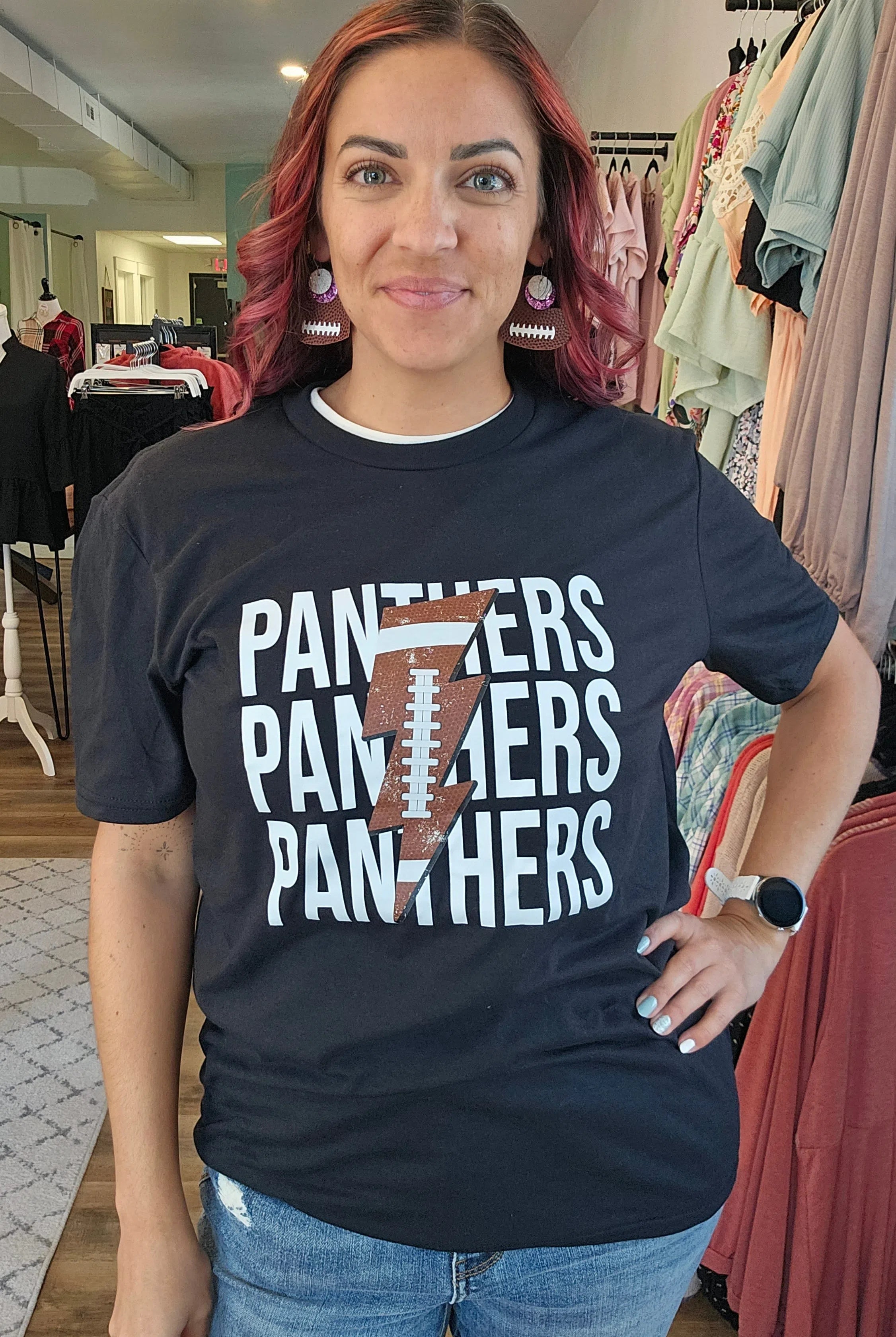Shop Pickerington Football Lightning Tee - Panthers or Tigers-Graphic Tee at Ruby Joy Boutique, a Women's Clothing Store in Pickerington, Ohio