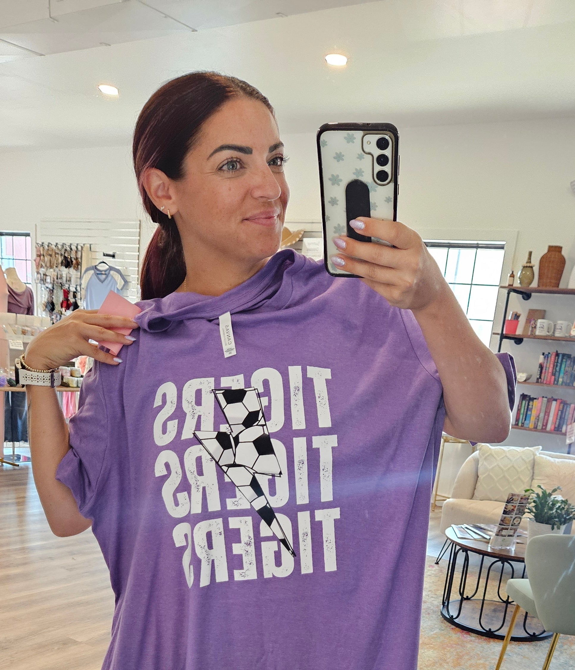 Shop Custom Sports Lightning Tee- at Ruby Joy Boutique, a Women's Clothing Store in Pickerington, Ohio