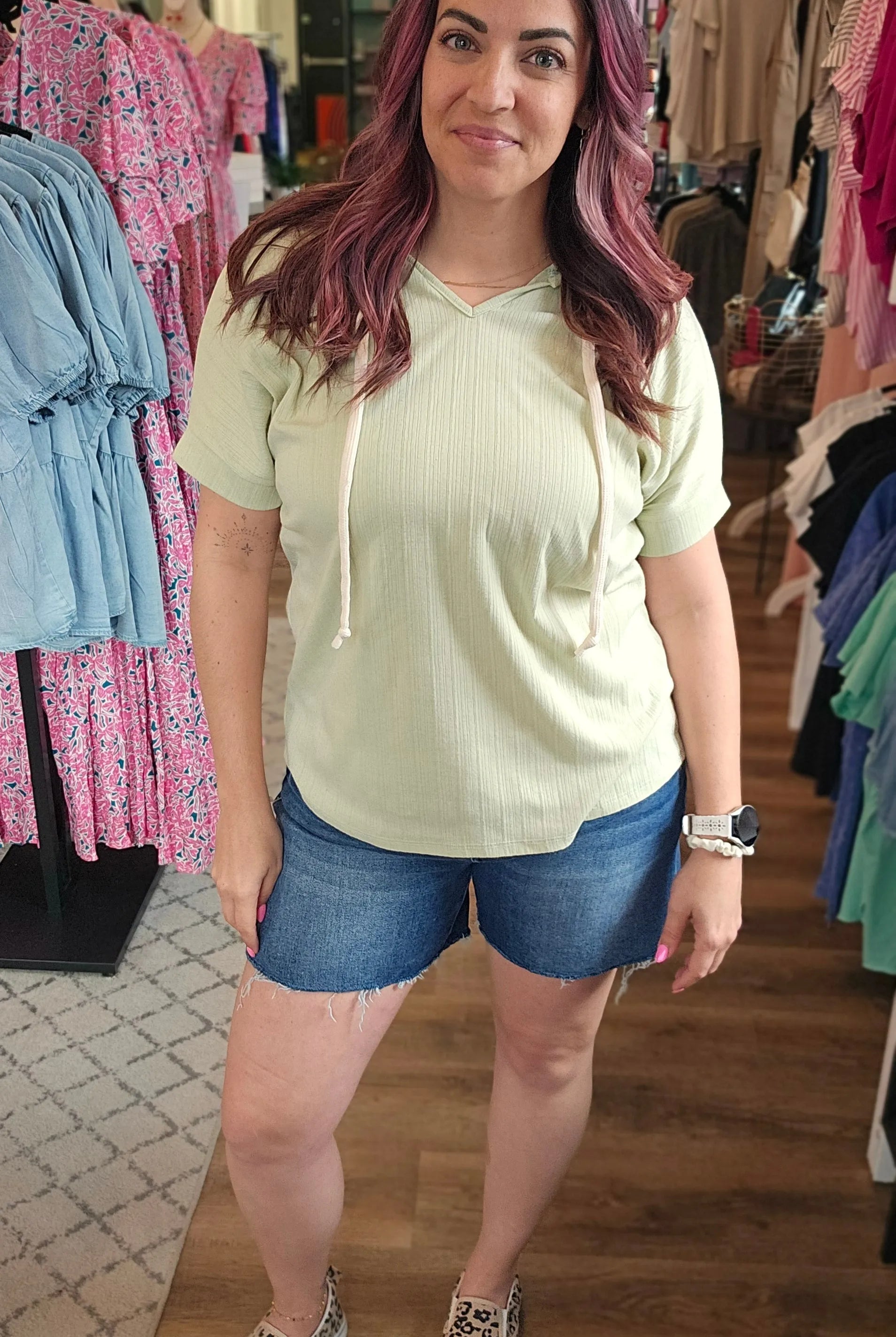 Shop Dark Wash Mid Rise Shorts - Tummy Control- at Ruby Joy Boutique, a Women's Clothing Store in Pickerington, Ohio