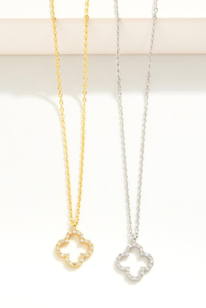 Shop Delicate Rhinestone Clover Necklace-Necklaces at Ruby Joy Boutique, a Women's Clothing Store in Pickerington, Ohio