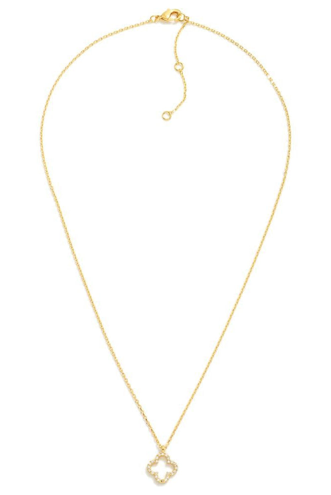 Shop Delicate Rhinestone Clover Necklace-Necklaces at Ruby Joy Boutique, a Women's Clothing Store in Pickerington, Ohio