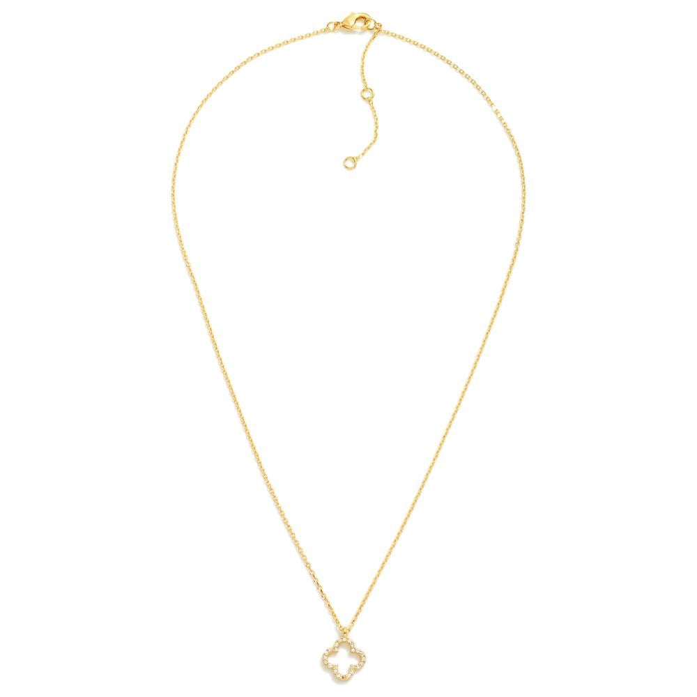 Shop Delicate Rhinestone Clover Necklace-Necklaces at Ruby Joy Boutique, a Women's Clothing Store in Pickerington, Ohio