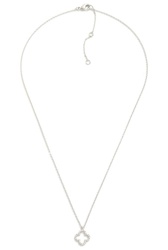 Shop Delicate Rhinestone Clover Necklace-Necklaces at Ruby Joy Boutique, a Women's Clothing Store in Pickerington, Ohio