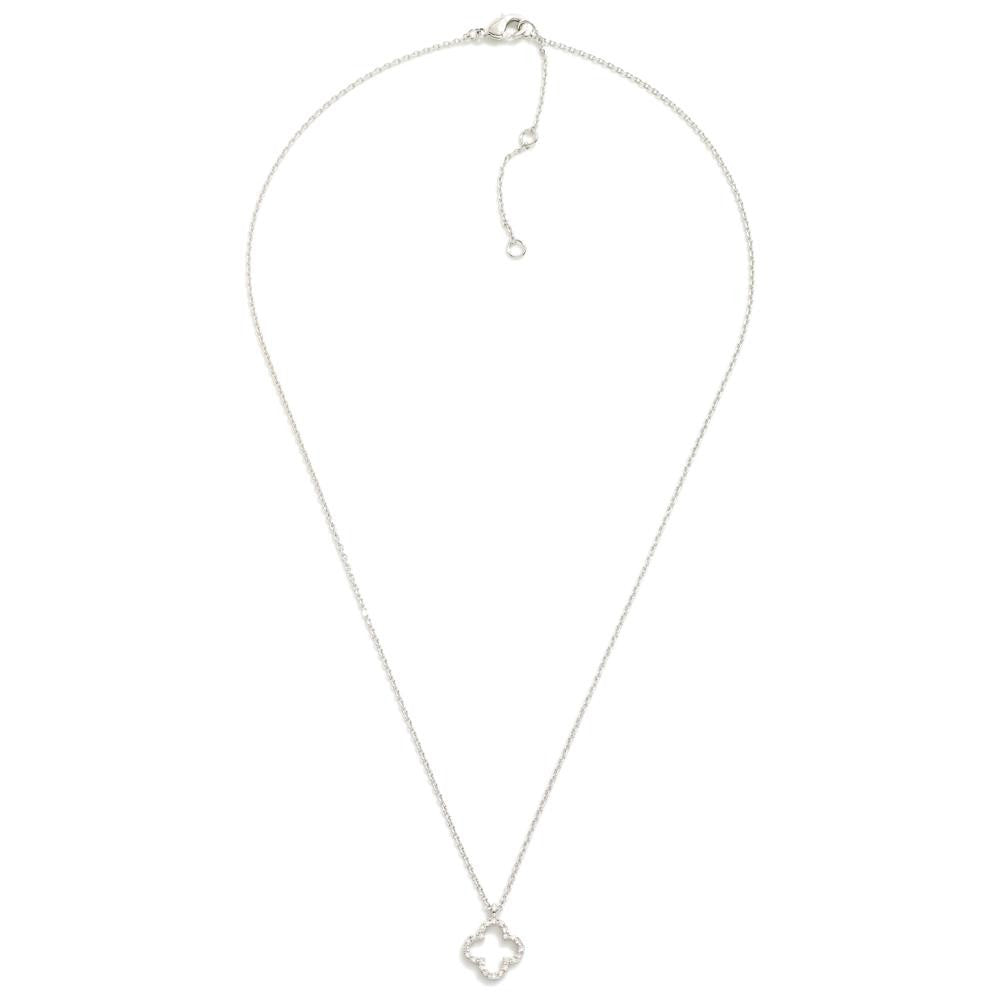 Shop Delicate Rhinestone Clover Necklace-Necklaces at Ruby Joy Boutique, a Women's Clothing Store in Pickerington, Ohio