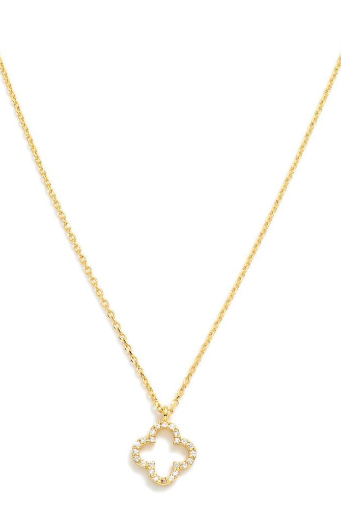 Shop Delicate Rhinestone Clover Necklace-Necklaces at Ruby Joy Boutique, a Women's Clothing Store in Pickerington, Ohio