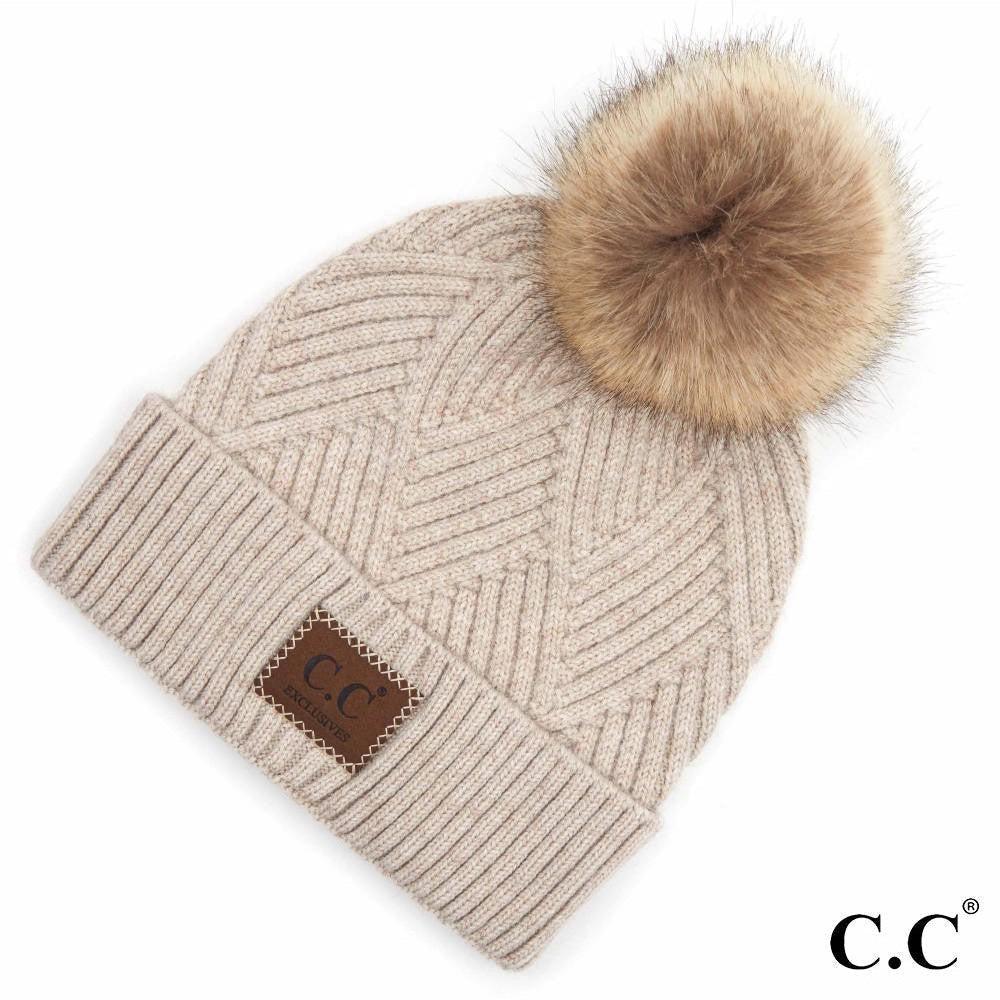 Shop Diamond Knit Patch Beanie - C.C.-Winter Hat at Ruby Joy Boutique, a Women's Clothing Store in Pickerington, Ohio