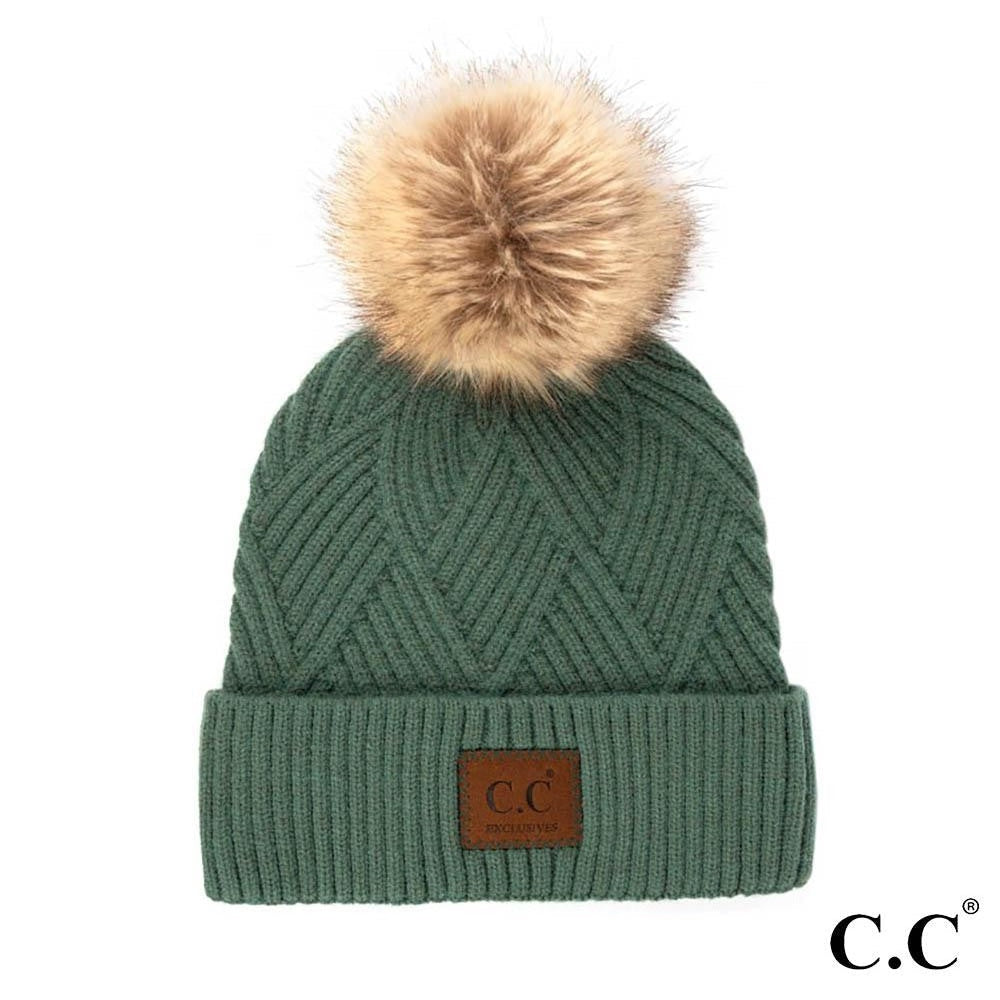 Shop Diamond Knit Patch Beanie - C.C.-Winter Hat at Ruby Joy Boutique, a Women's Clothing Store in Pickerington, Ohio