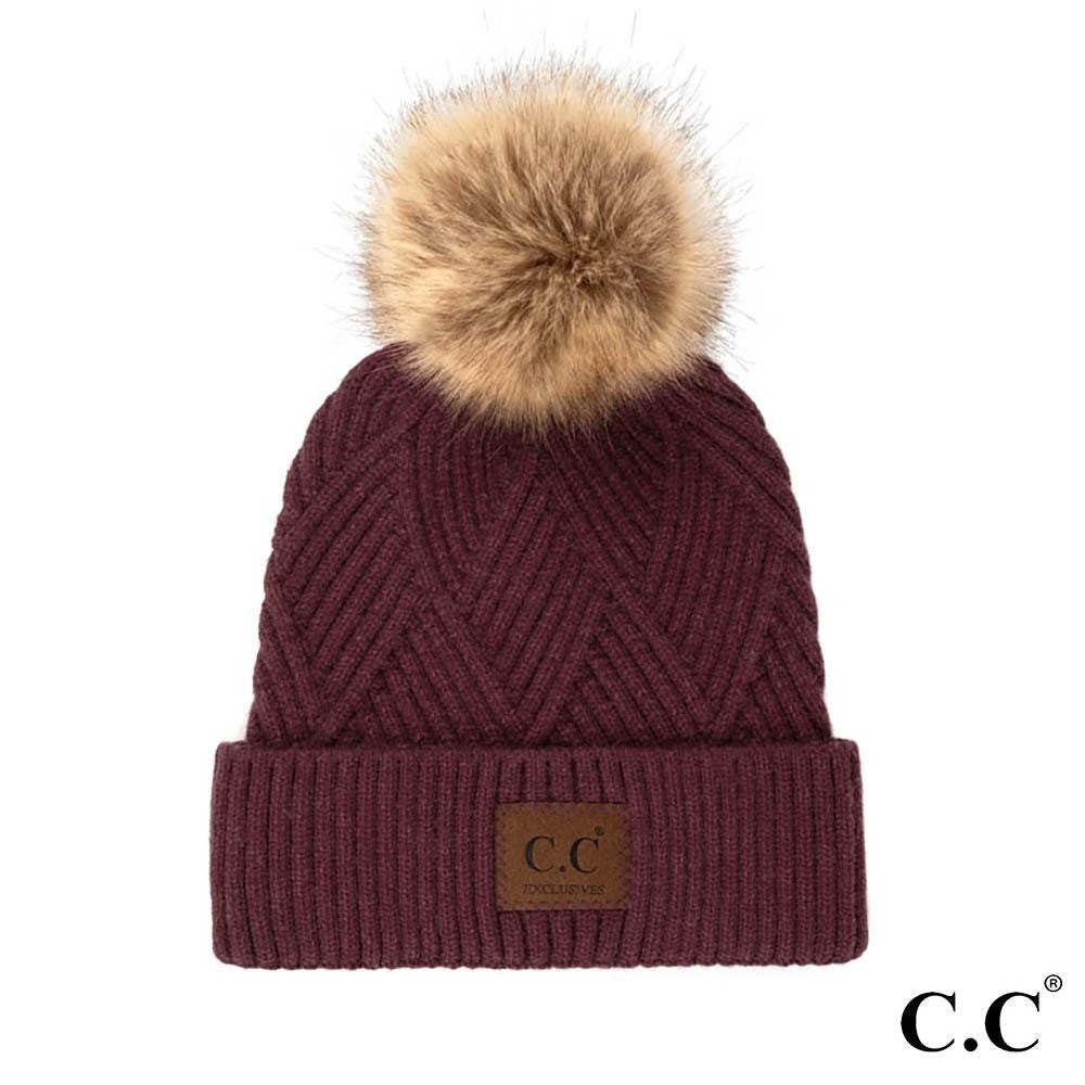 Shop Diamond Knit Patch Beanie - C.C.-Winter Hat at Ruby Joy Boutique, a Women's Clothing Store in Pickerington, Ohio