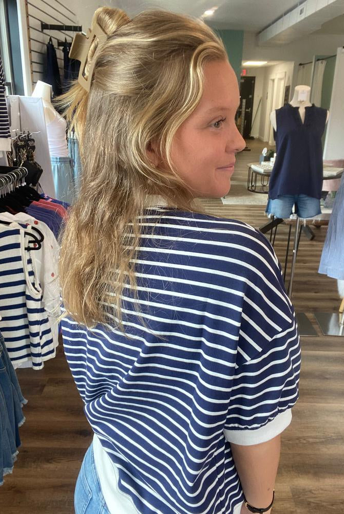 Shop Dockside Striped Pullover- at Ruby Joy Boutique, a Women's Clothing Store in Pickerington, Ohio