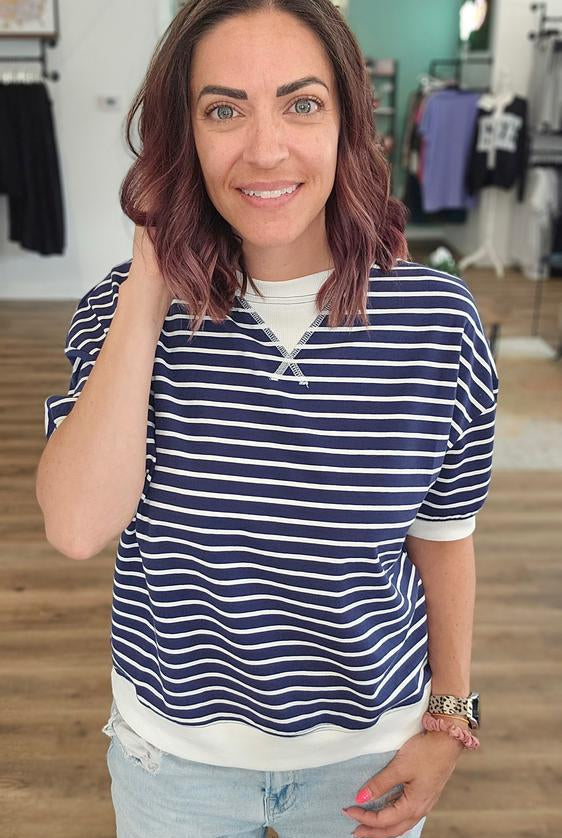 Shop Dockside Striped Pullover- at Ruby Joy Boutique, a Women's Clothing Store in Pickerington, Ohio