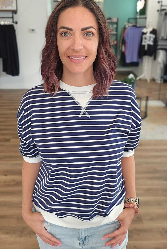 Shop Dockside Striped Pullover- at Ruby Joy Boutique, a Women's Clothing Store in Pickerington, Ohio