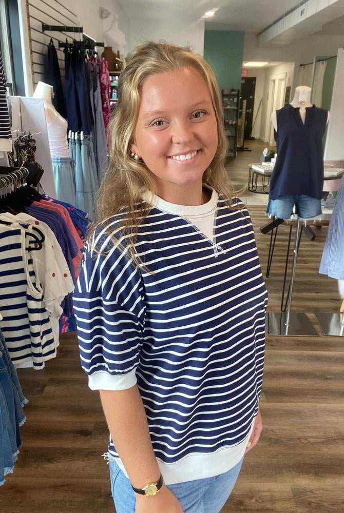 Shop Dockside Striped Pullover- at Ruby Joy Boutique, a Women's Clothing Store in Pickerington, Ohio