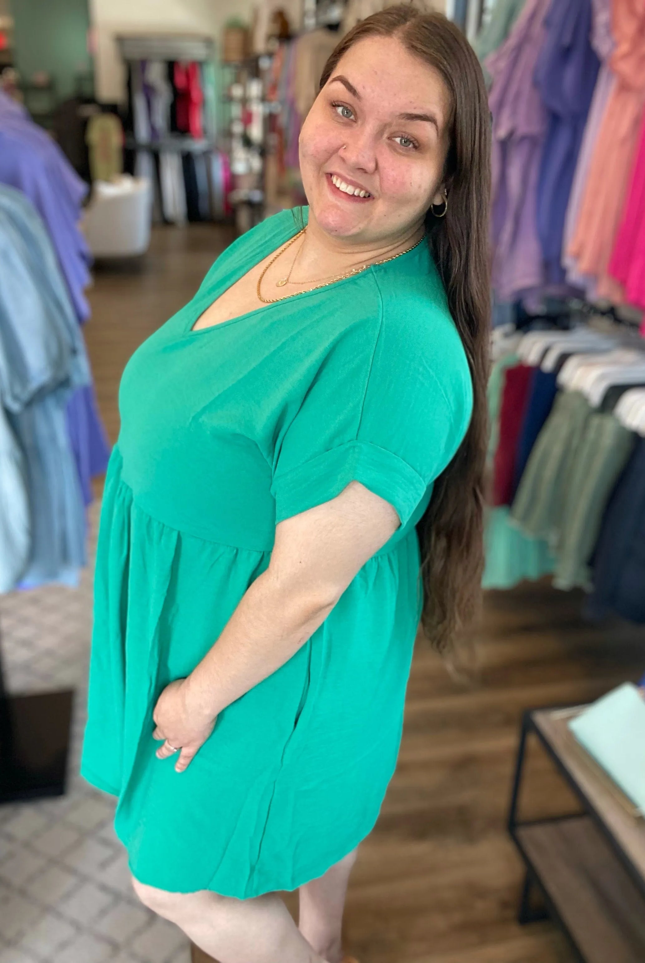 Shop Dolman Sleeve Maisey Dress - Paris Green- at Ruby Joy Boutique, a Women's Clothing Store in Pickerington, Ohio