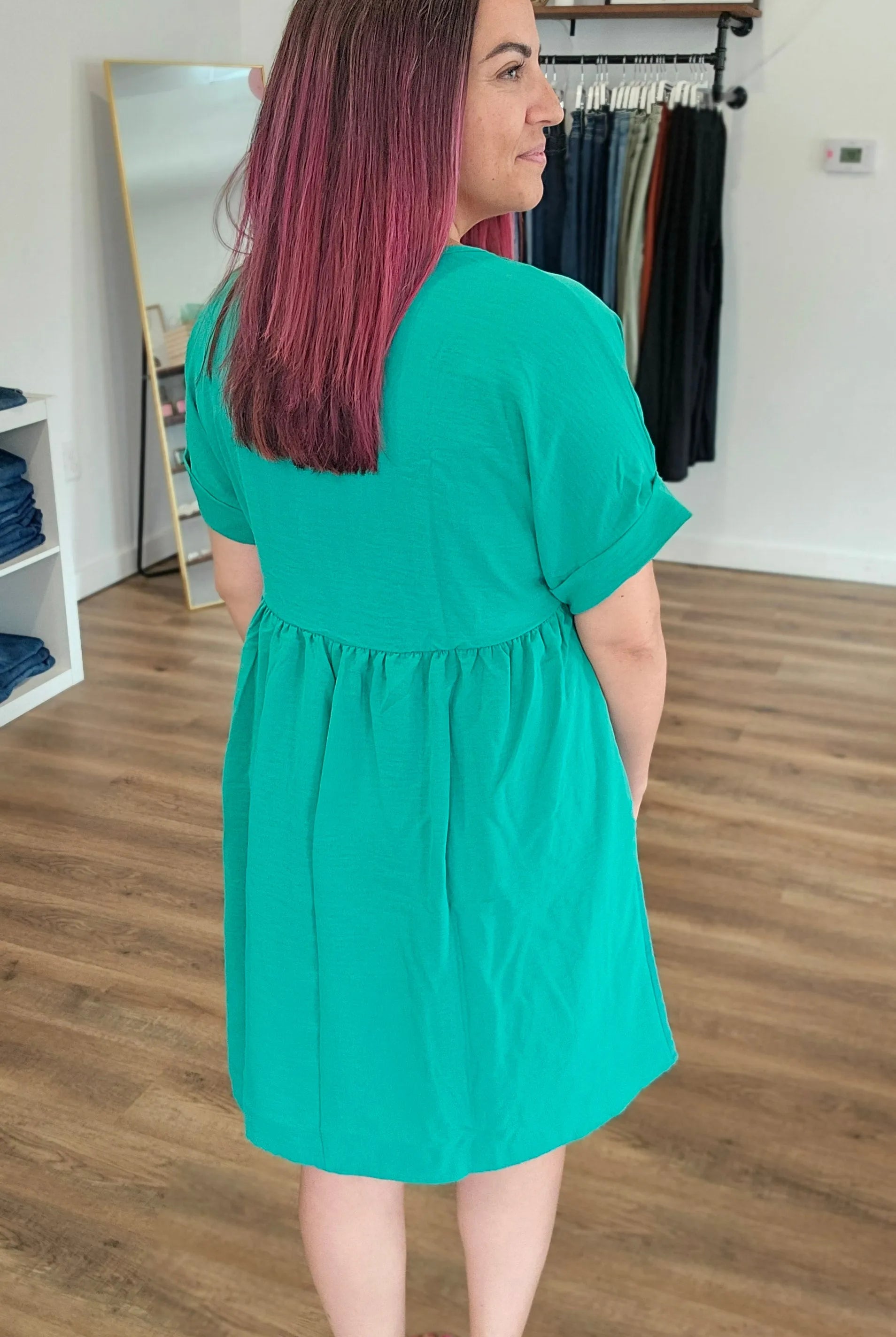 Shop Dolman Sleeve Maisey Dress - Paris Green- at Ruby Joy Boutique, a Women's Clothing Store in Pickerington, Ohio