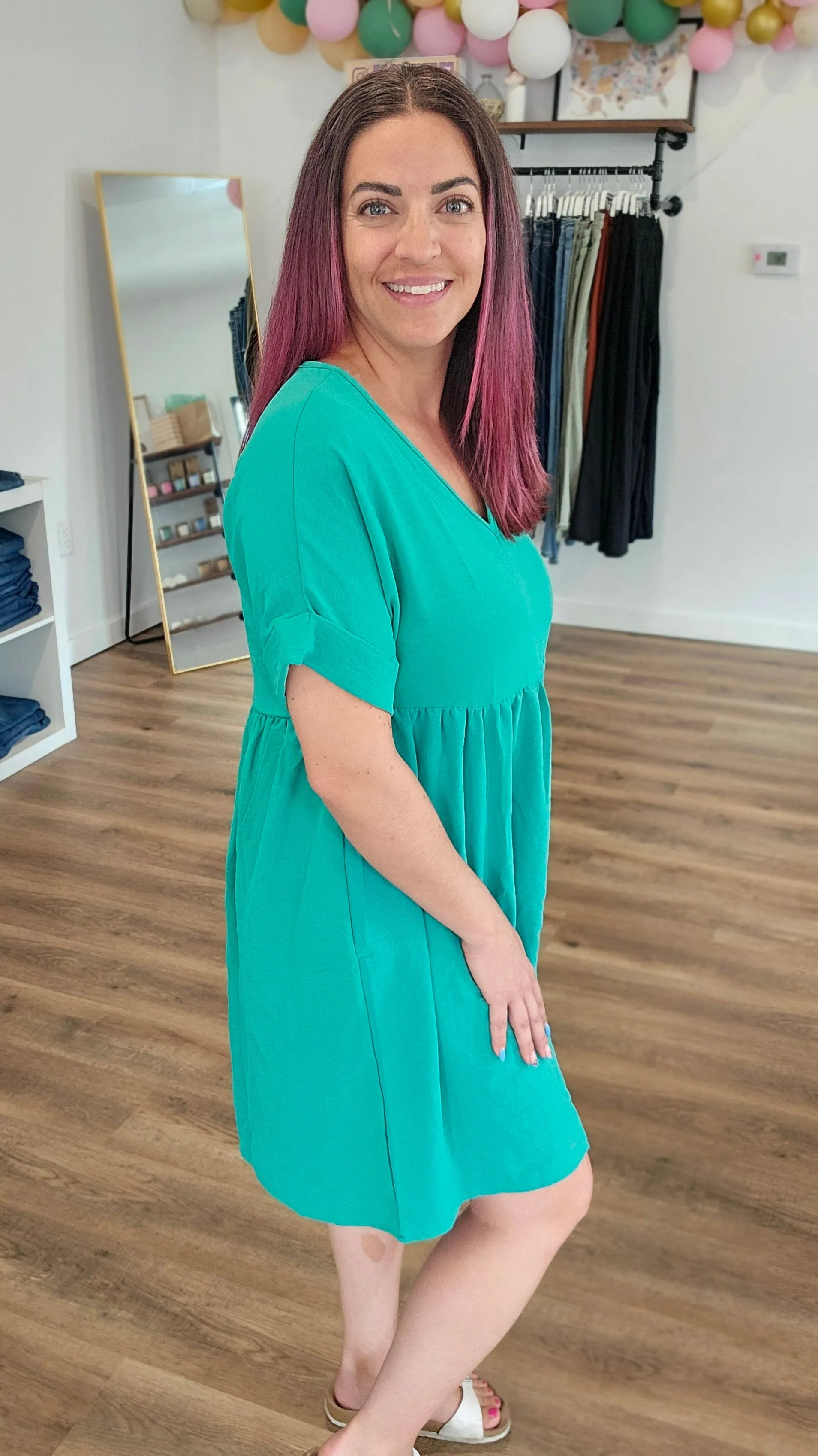 Shop Dolman Sleeve Maisey Dress - Paris Green- at Ruby Joy Boutique, a Women's Clothing Store in Pickerington, Ohio