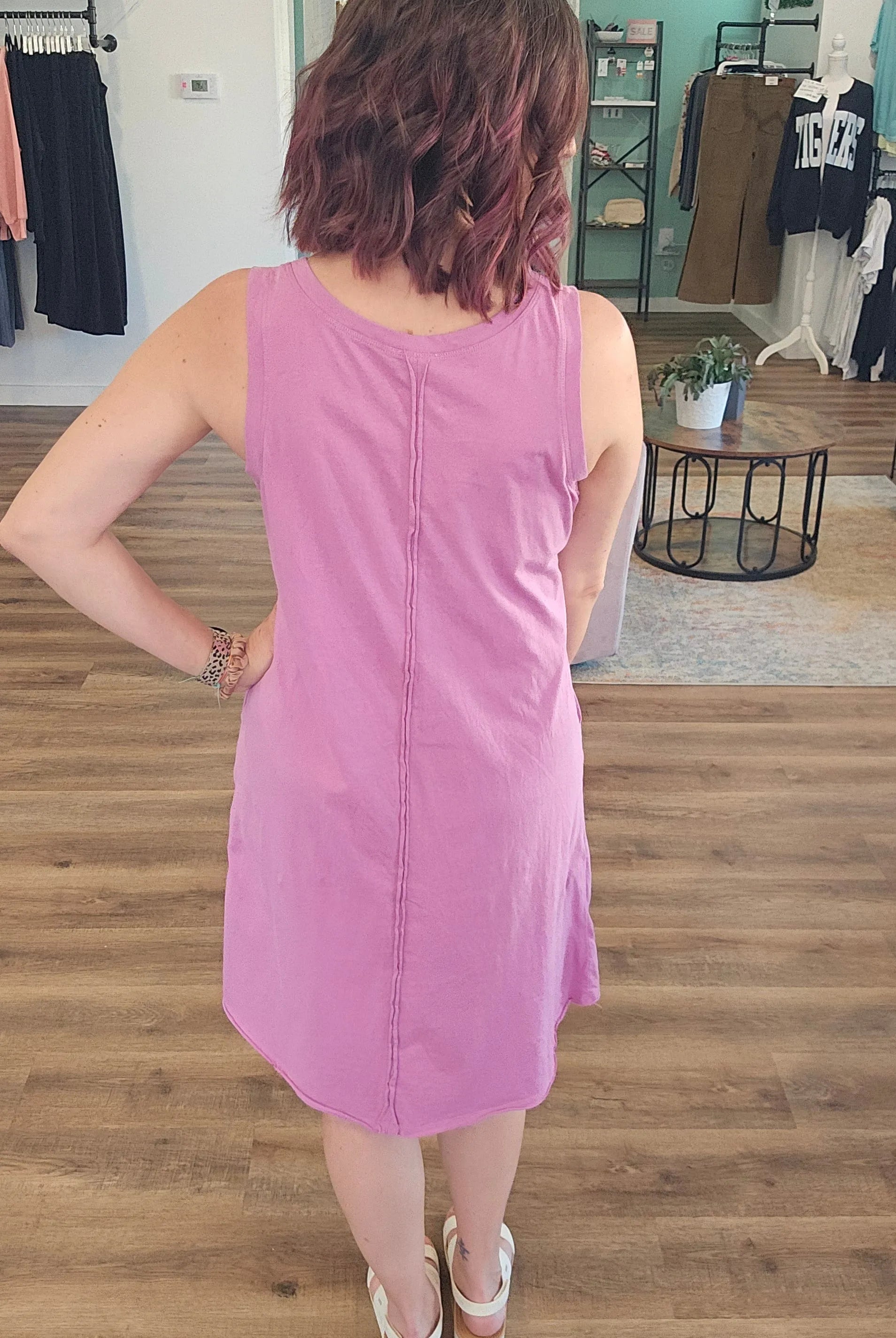 Shop Easy Breezy Raw Edge Dress with Pockets - Orchid- at Ruby Joy Boutique, a Women's Clothing Store in Pickerington, Ohio