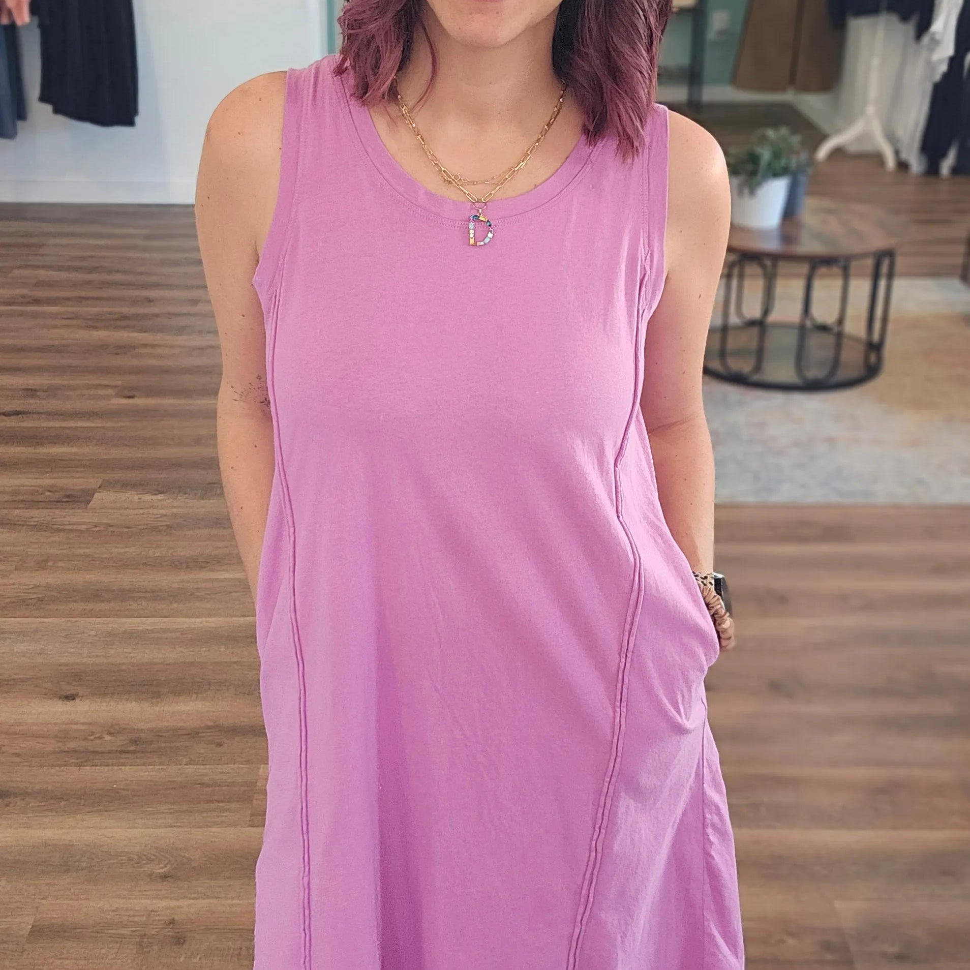 Shop Easy Breezy Raw Edge Dress with Pockets - Orchid- at Ruby Joy Boutique, a Women's Clothing Store in Pickerington, Ohio