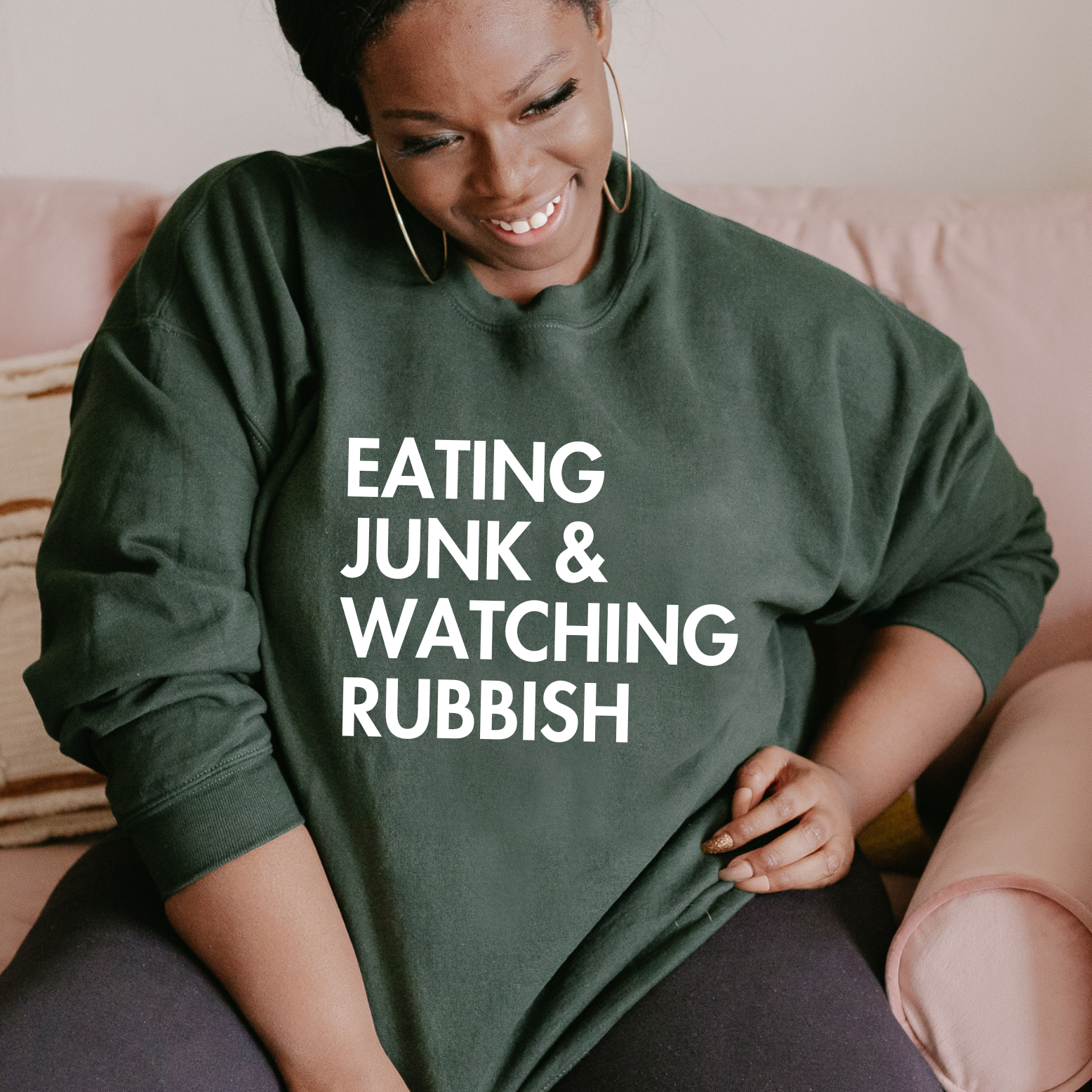 Shop Eating Junk & Watching Rubbish Graphic Top | Home Alone Christmas- at Ruby Joy Boutique, a Women's Clothing Store in Pickerington, Ohio