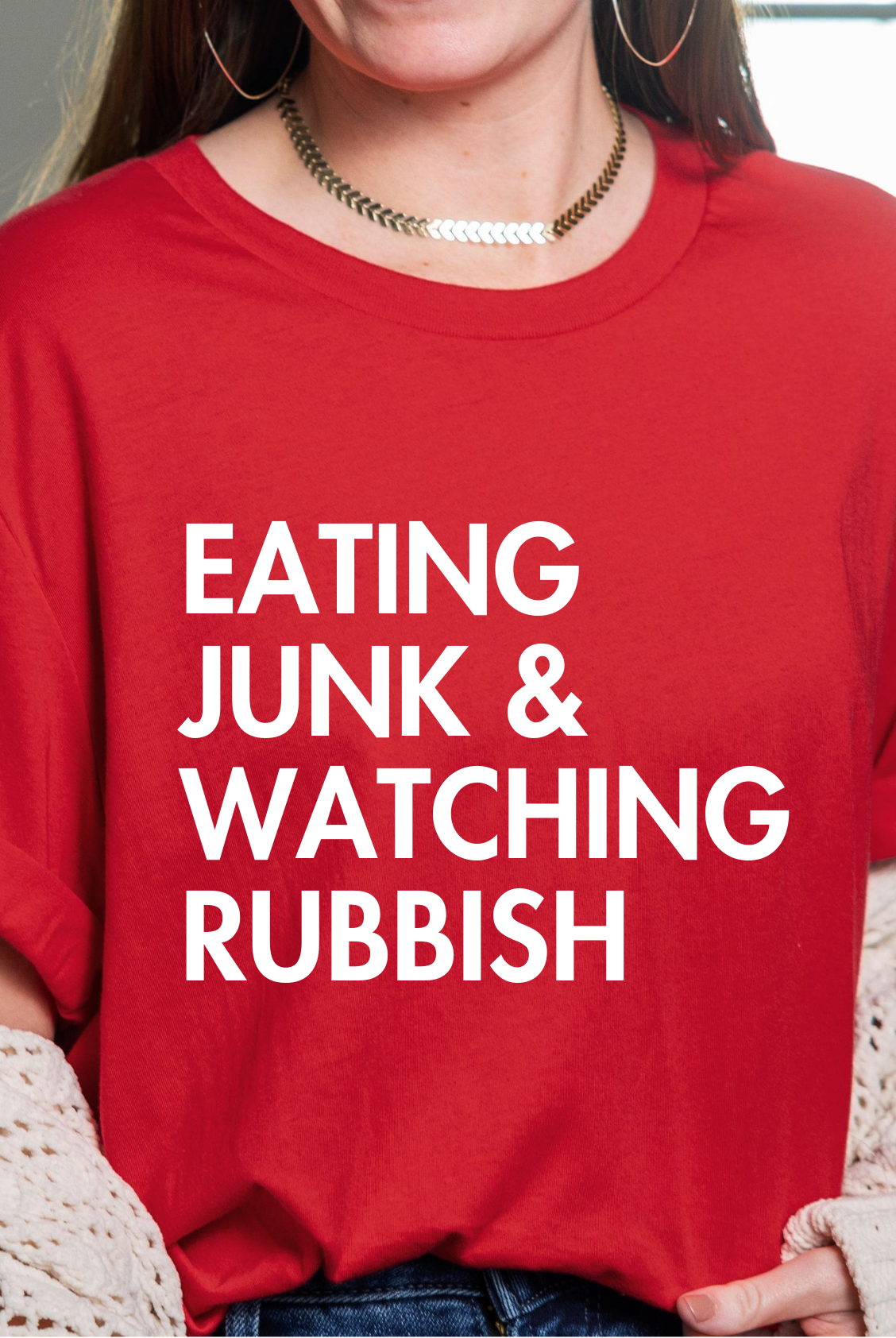 Shop Eating Junk & Watching Rubbish Graphic Top | Home Alone Christmas- at Ruby Joy Boutique, a Women's Clothing Store in Pickerington, Ohio
