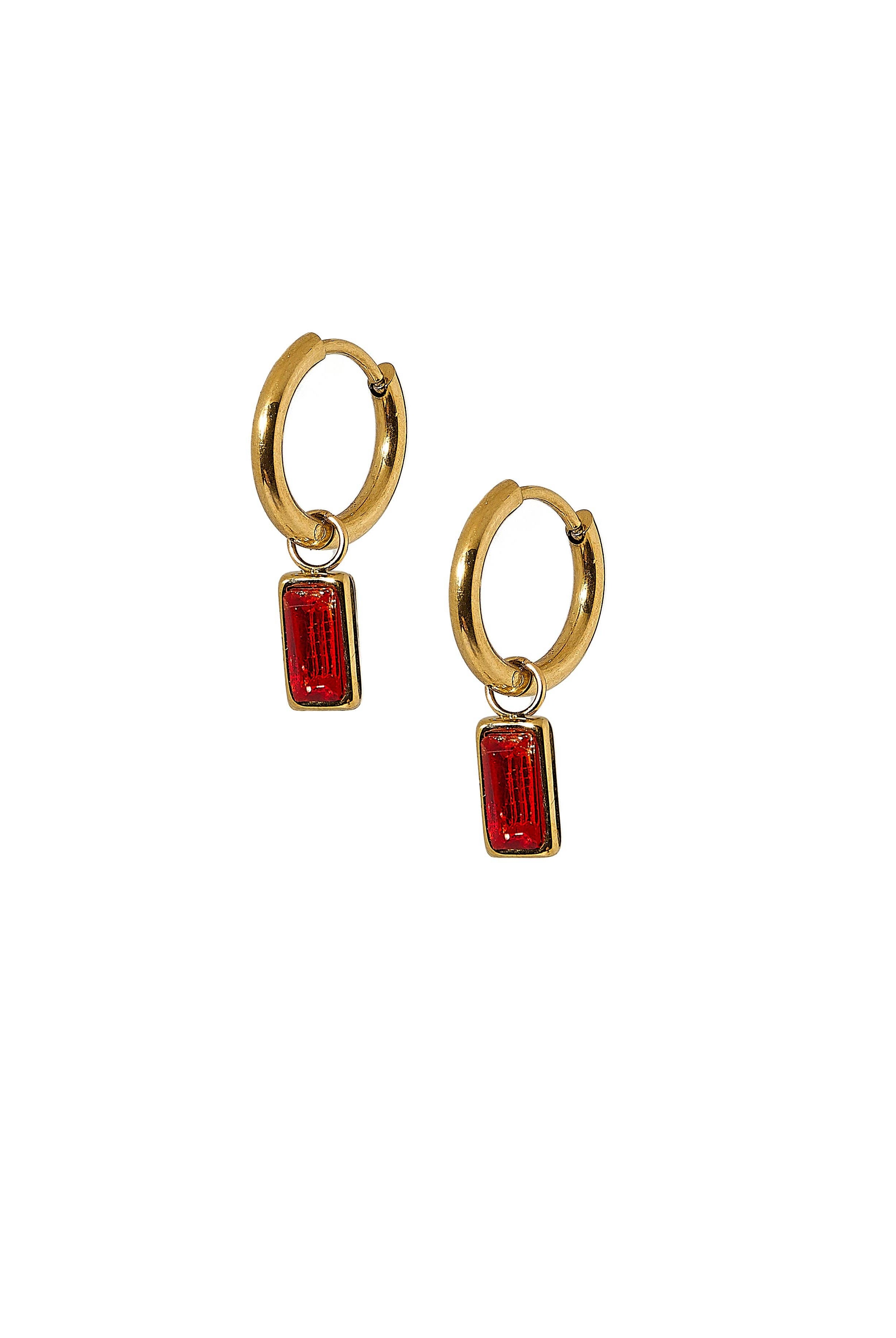 Shop Edith Huggie Charm Earrings - Red- at Ruby Joy Boutique, a Women's Clothing Store in Pickerington, Ohio